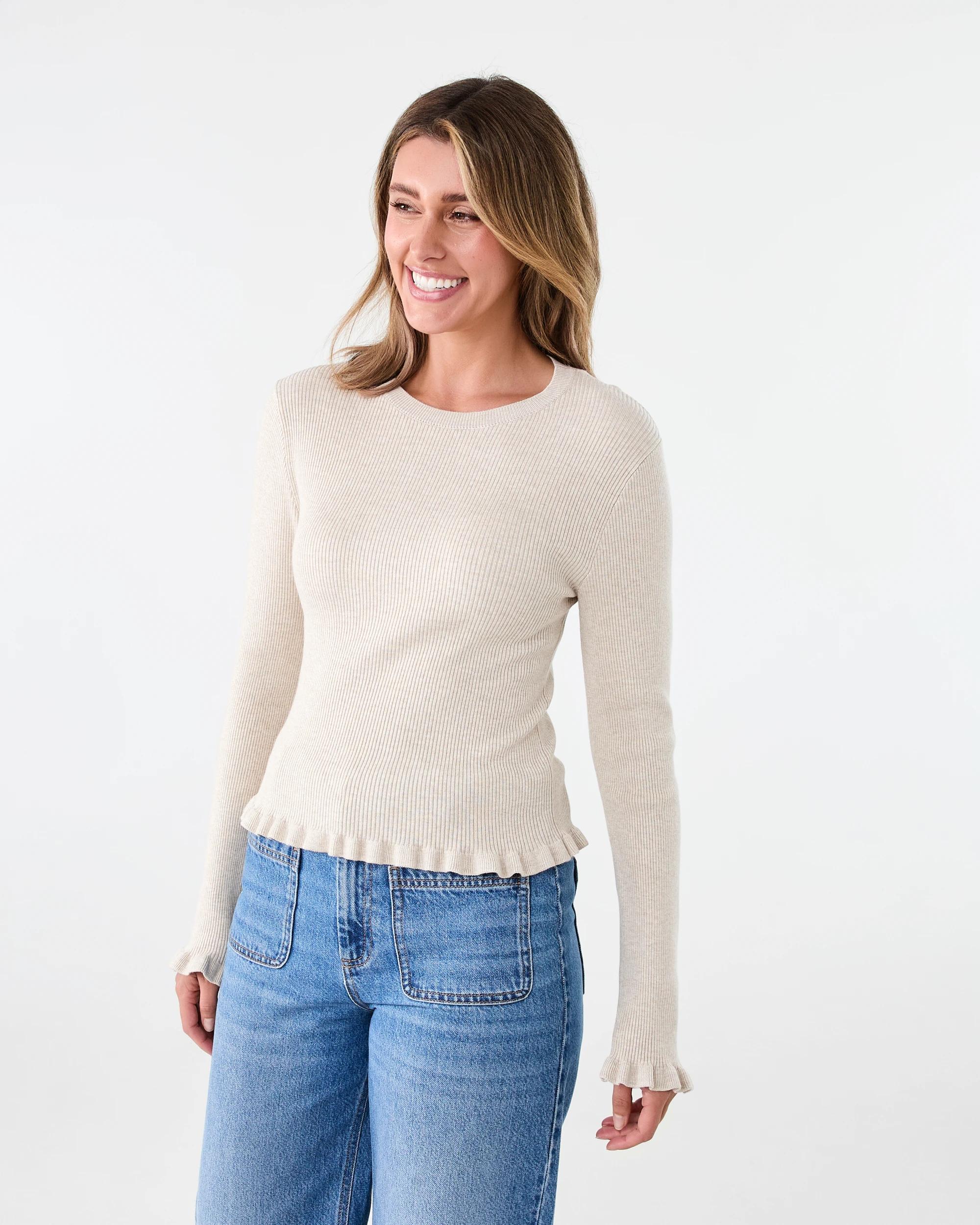 2 Long Sleeve Frill Top Bge Otml, 2 of 6