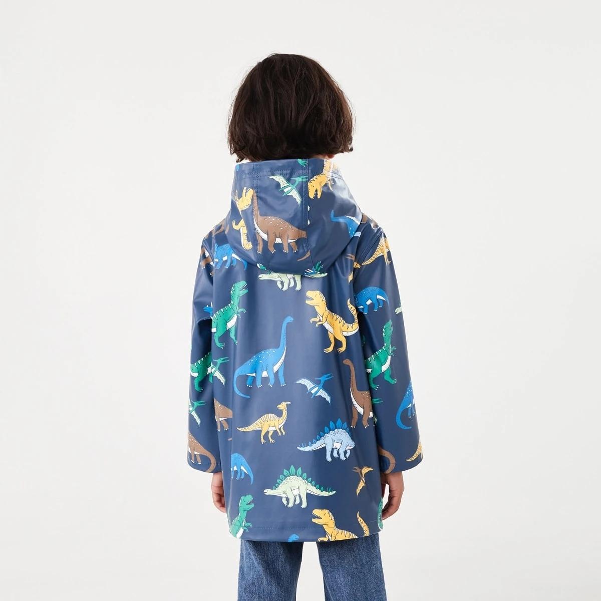 3 Printed Rain Jacket Blu Dino, 3 of 10