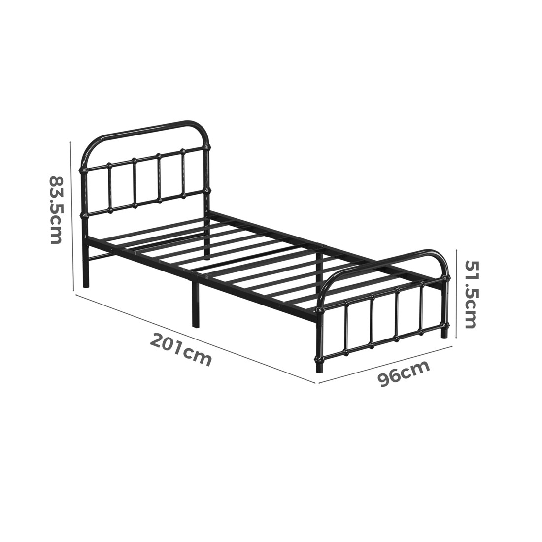 9 Alfordson Metal Bed Frame Single Size Mattress Base Industrial Platform - Black, 9 of 10