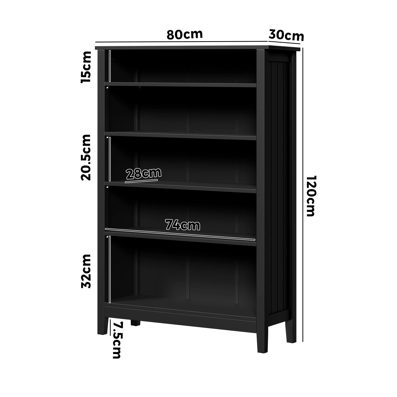 7 Oikiture Bookshelf Bookcase Display Shelf 5-tier Storage Cabinet
 - Black, 7 of 9
