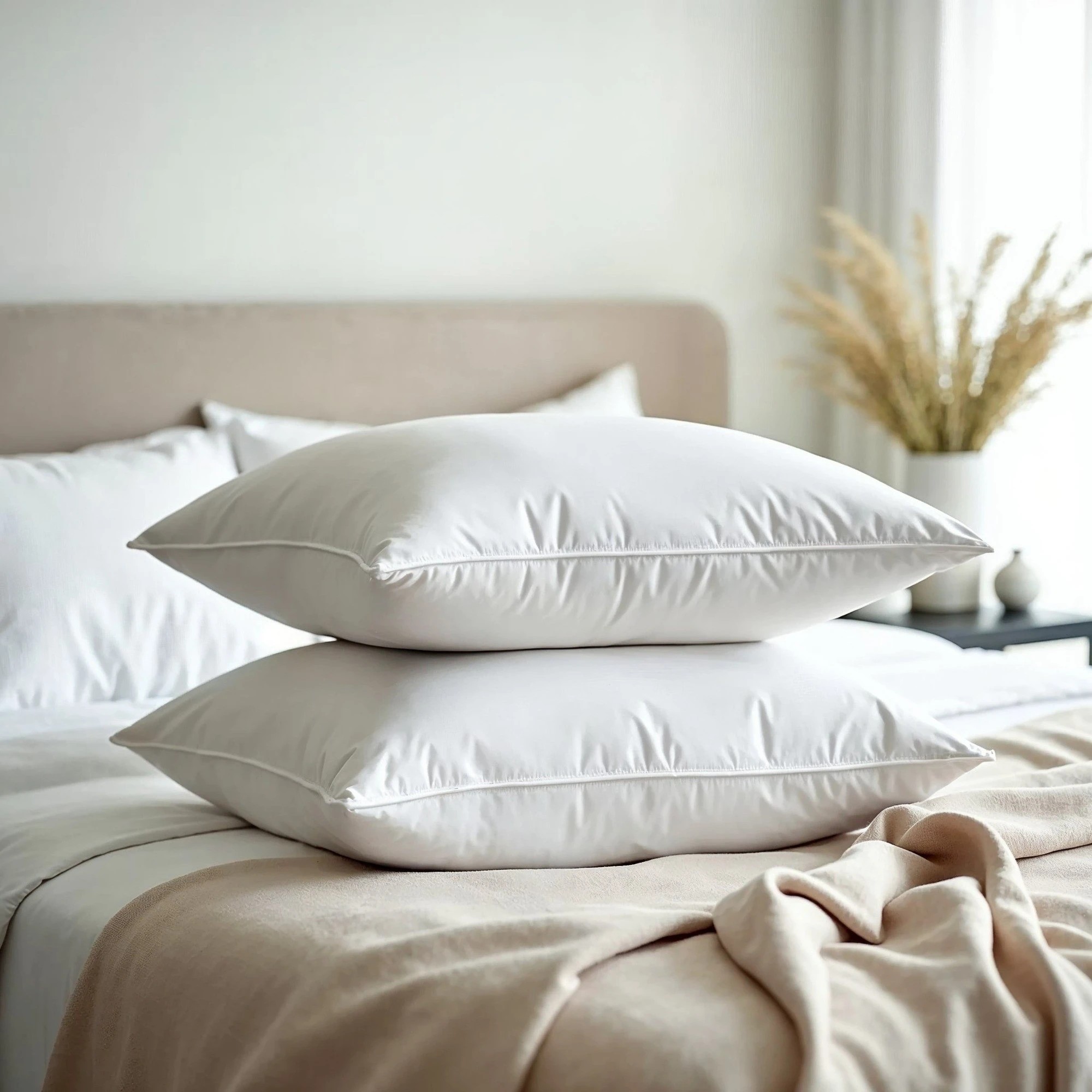 6 Royal Comfort Goose Down Feather Pillows 1000GSM 100% Cotton Cover - White, 6 of 7