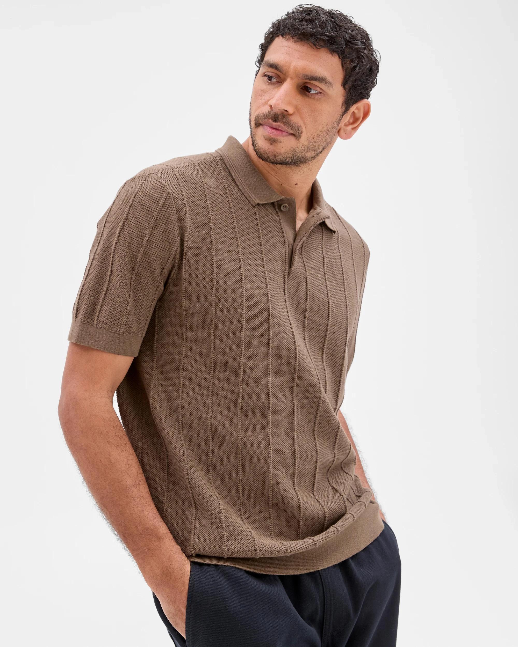 2 Target Australian Cotton Knit Polo Top BROWN, 2 of 6