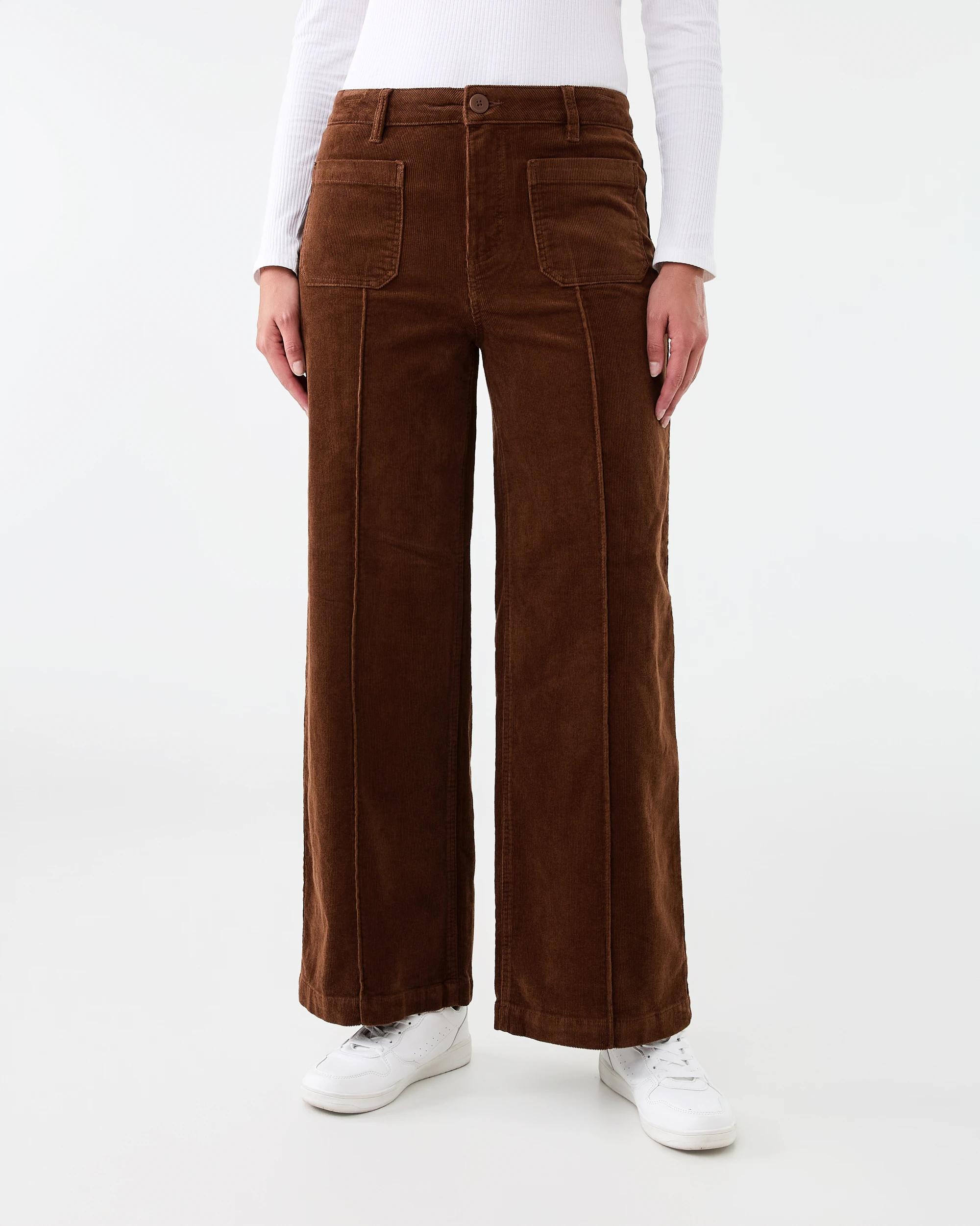 1 Pocket Front Wide Leg Corduroy Pants Brn Ptrdge, 1 of 8