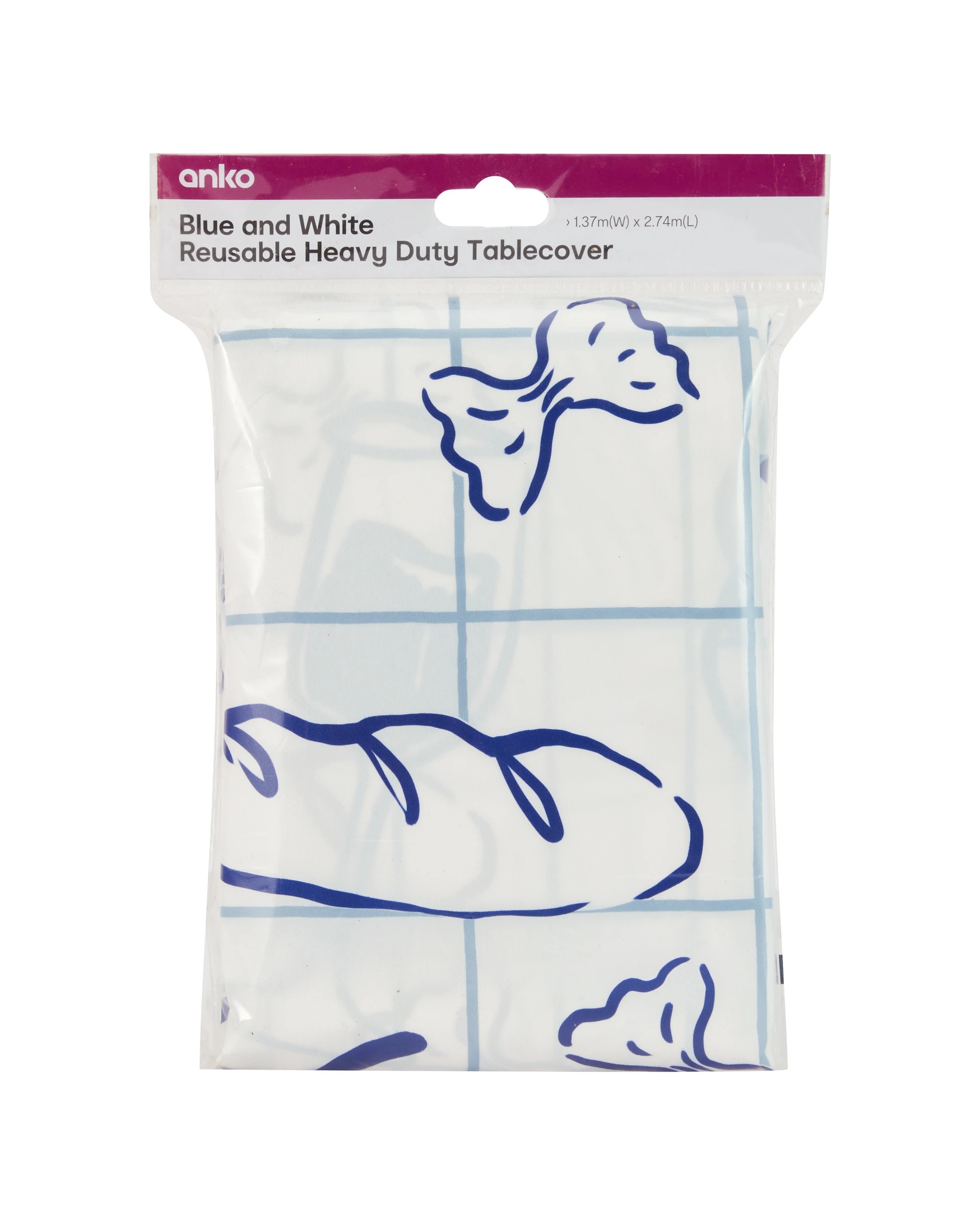 3 Reusable Heavy Duty Tablecover - White and Blue, 3 of 3