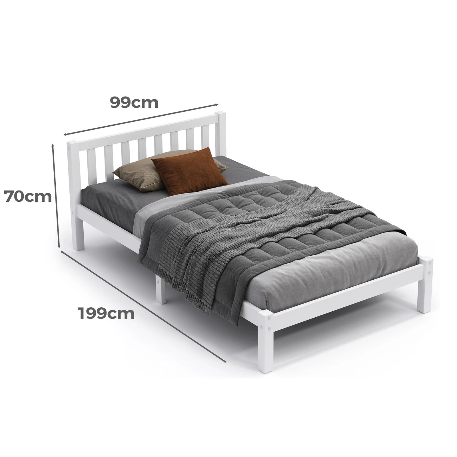 10 Alfordson Bed Frame Wooden Timber Single Size Mattress Base Platform Fenella - White, 10 of 10