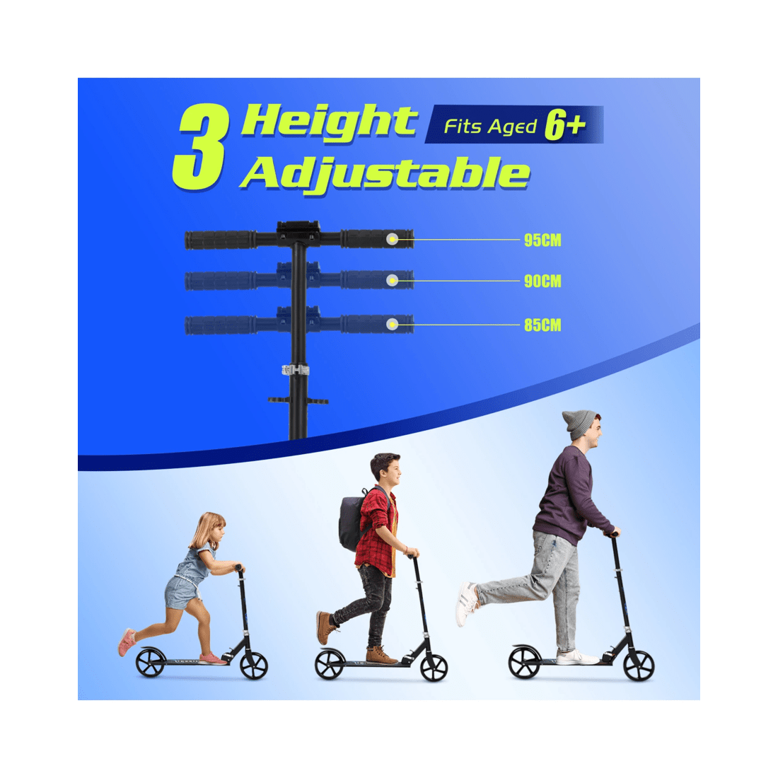 5 Advwin Folding Kids Kick Scooter w/ Big Wheel & Adjustable Height Blue, 5 of 10