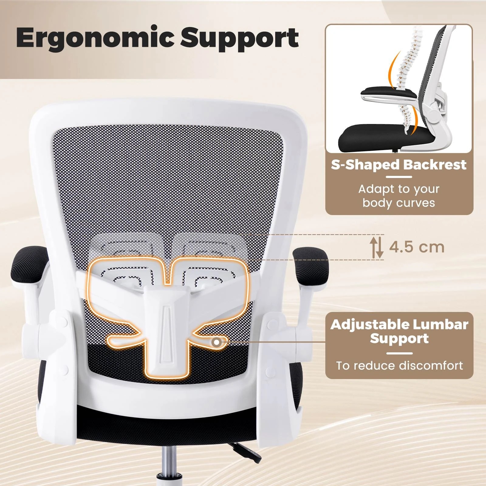 4 Costway Mesh Drafting Chair Office Chair Gaming Desk Chair Adjustable Height, 4 of 10