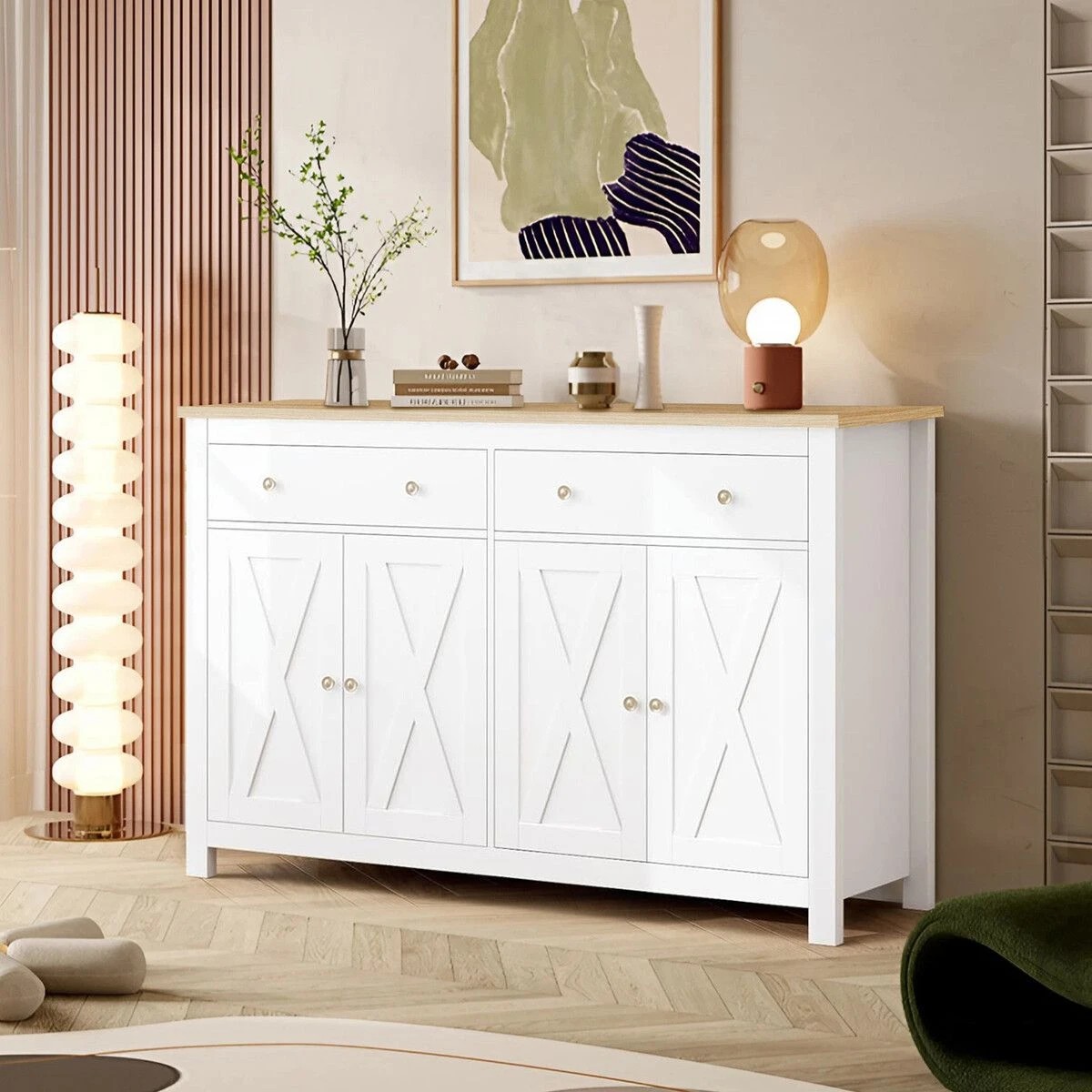 3 Ausway Sideboard Buffet Cabinet Cupboard Side Console Table, 3 of 6