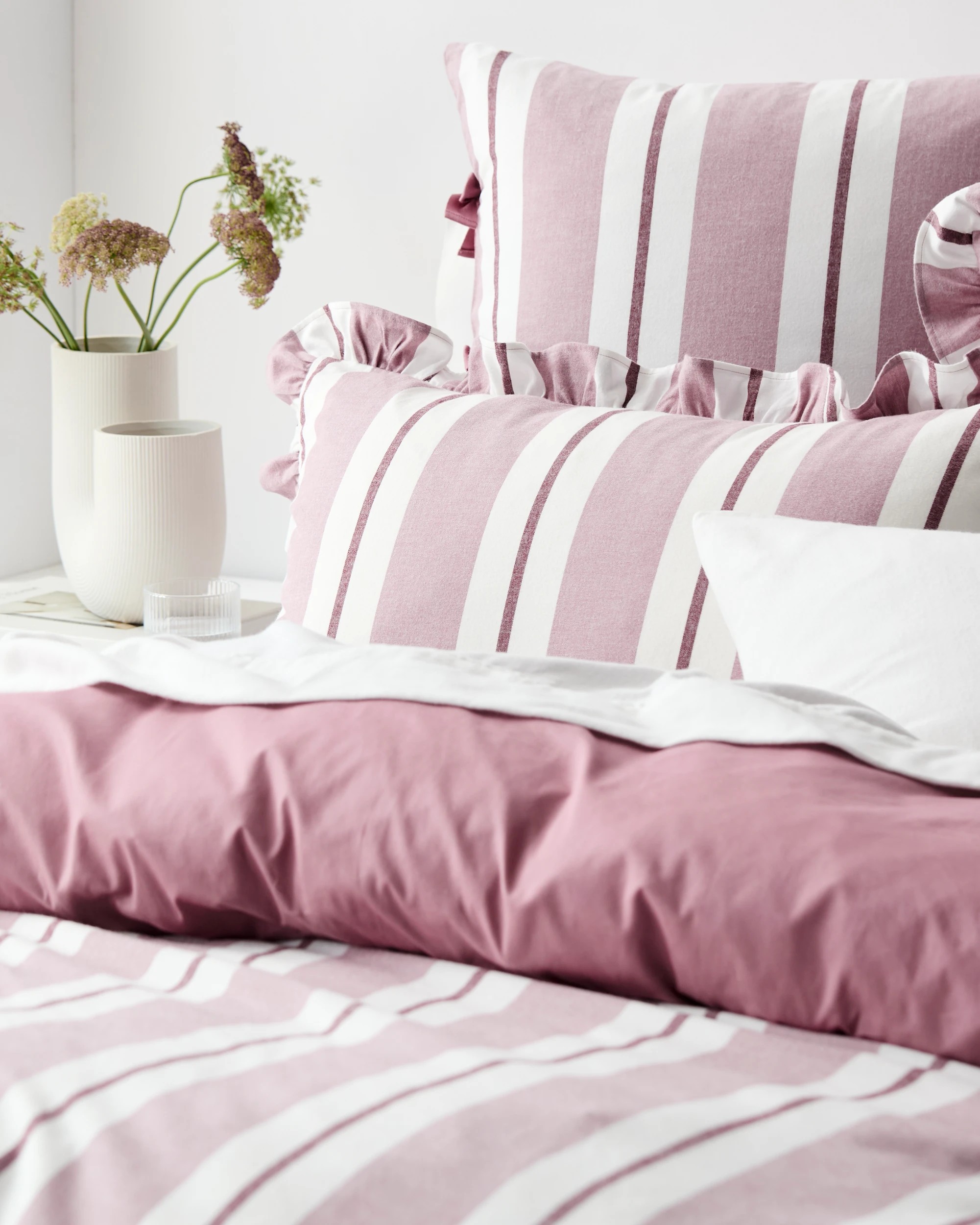 4 Target Peyton Australian Cotton Herringbone Stripe Quilt Cover Set - Double Bed - Pink, 4 of 8