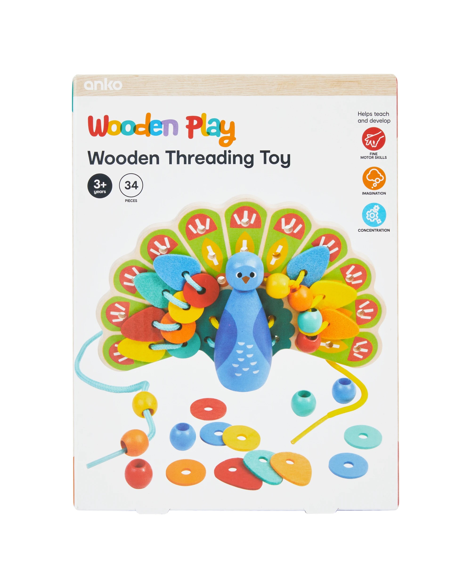 4 34 Pieces Wooden Threading Toy, 4 of 5