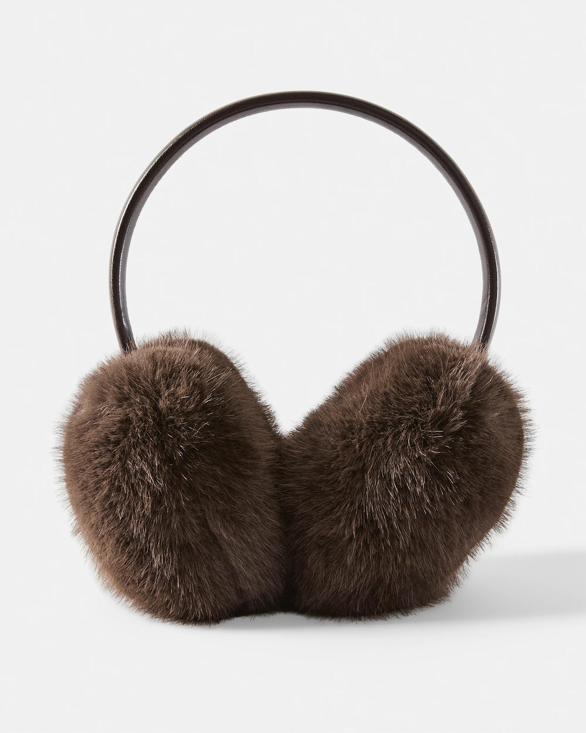 2 Faux Fur Ear Muffs Chocolate, 2 of 3