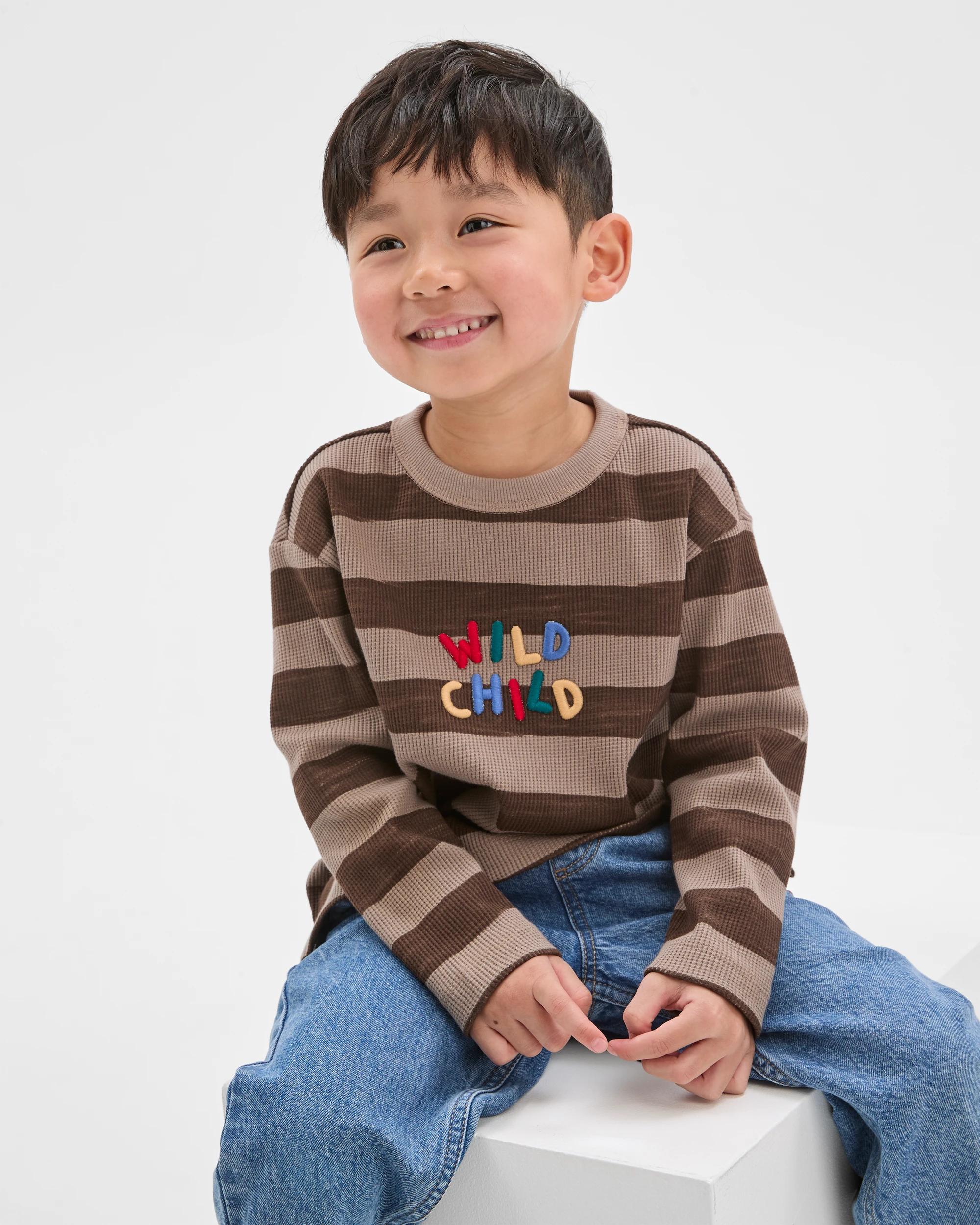 3 Target Kids Australian Cotton Long Sleeve Stripe T-Shirt BROWN, 3 of 8