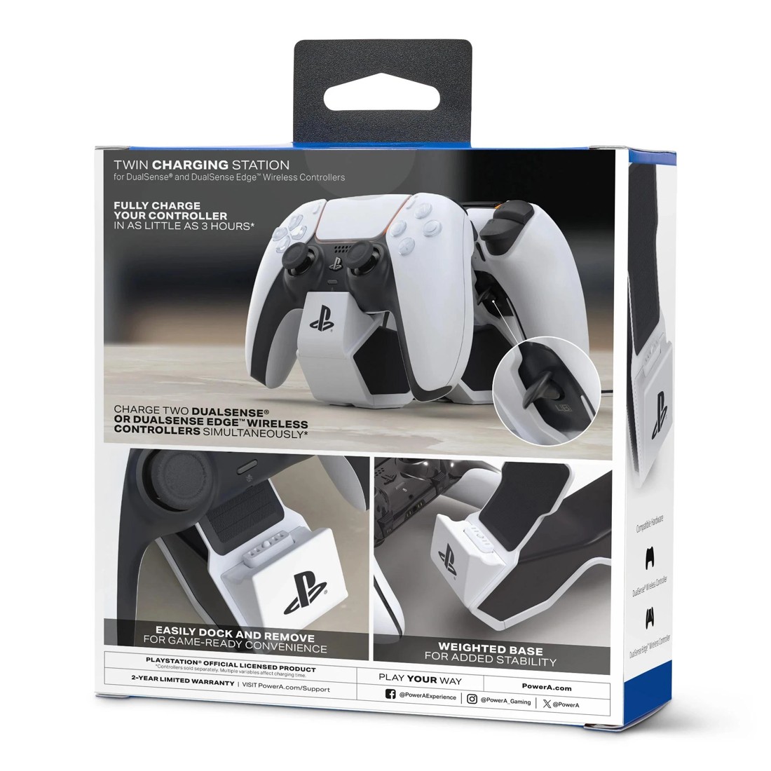 3 PowerA Twin Charging Station for PlayStation 5 DualSense Wireless Controllers - White, 3 of 10