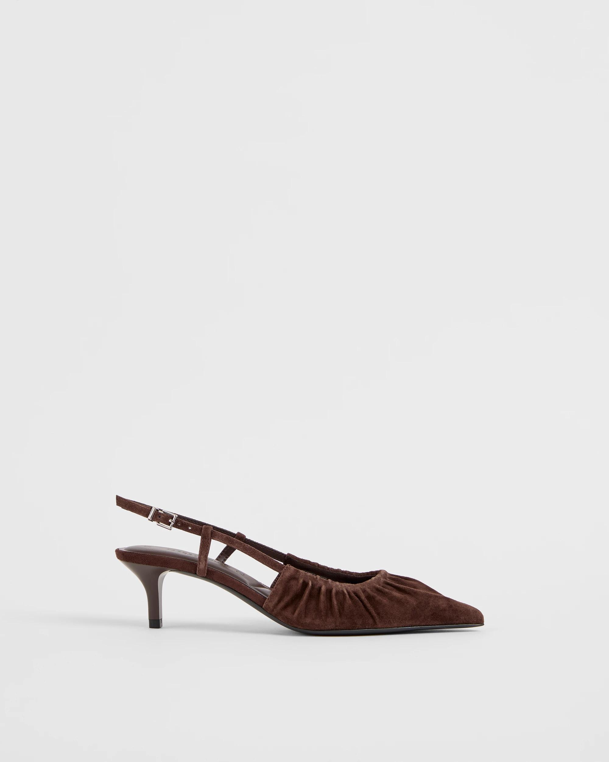1 Target Woman Genuine Suede Leather Sling Back Gathered Kitten Heels - Kaia CHOC SUEDE, 1 of 3