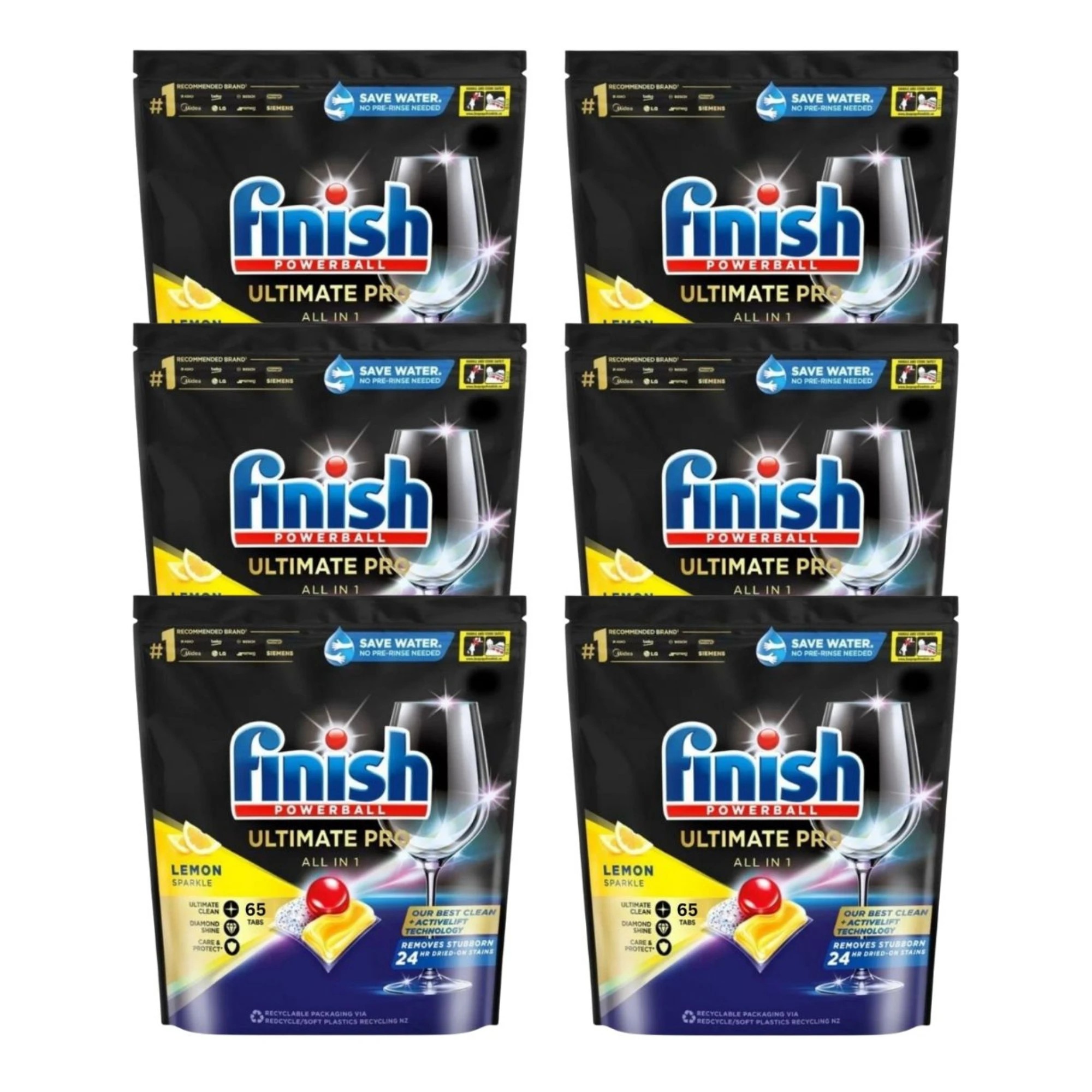 1 Finish PK65 Quantum Ultimate Pro Powerball Dishwashing Tablets Lemon Sparkle x6, 1 of 2