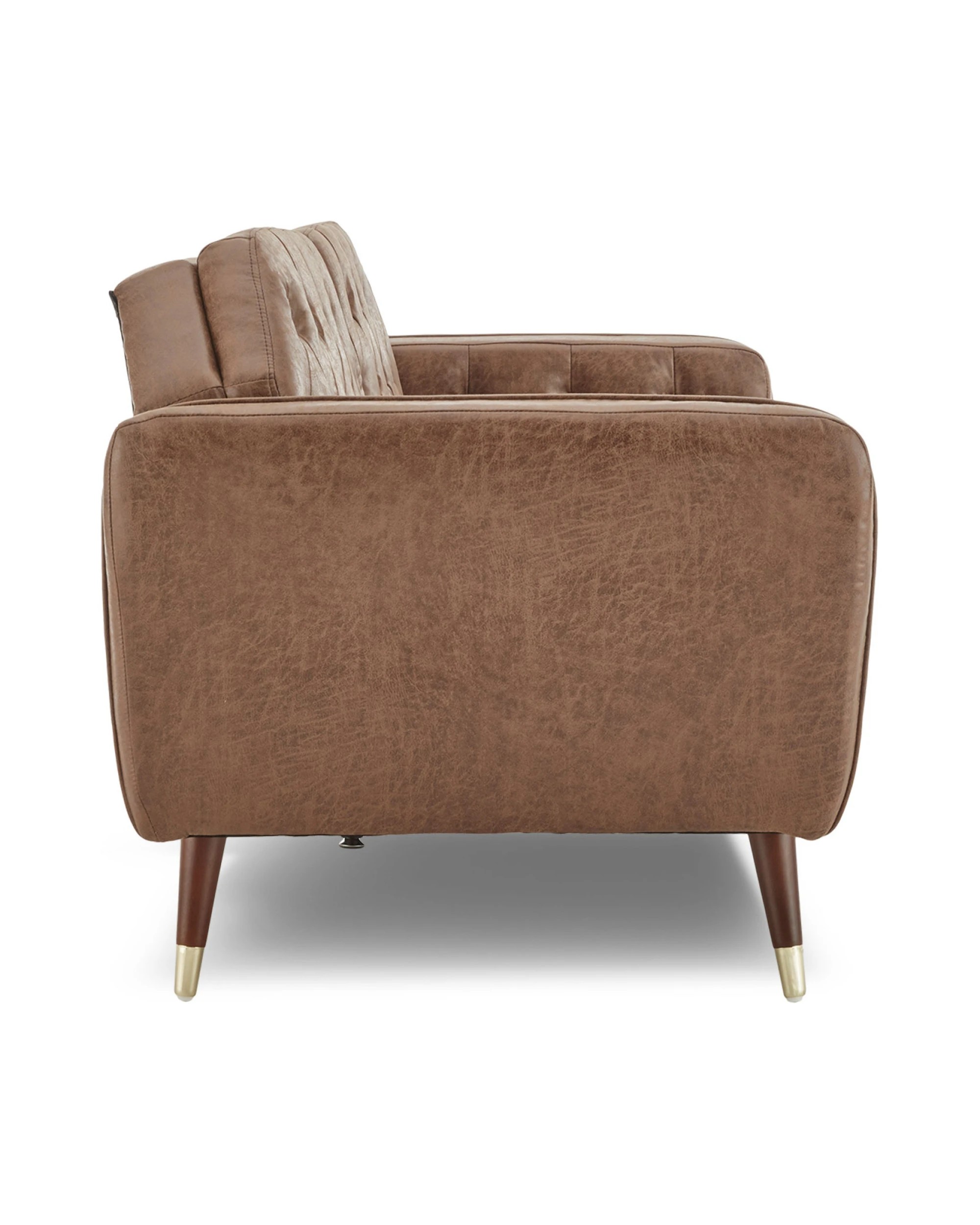 3 Sarantino Faux Velvet Tufted Sofa Bed Couch Futon - Brown, 3 of 9