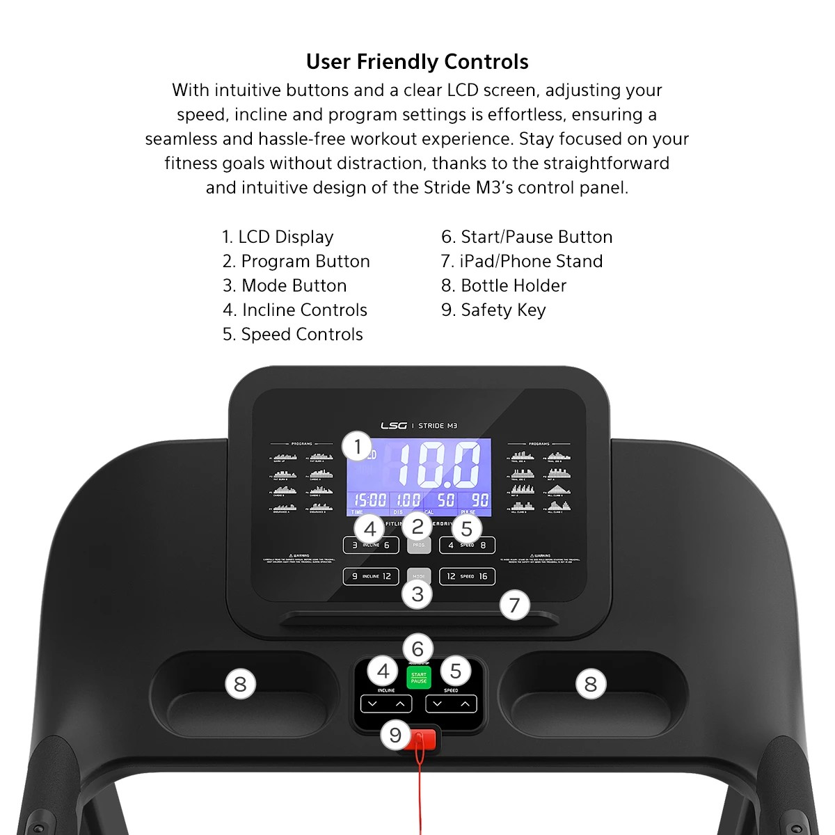 7 LSG Stride M3 Treadmill - Black, 7 of 10