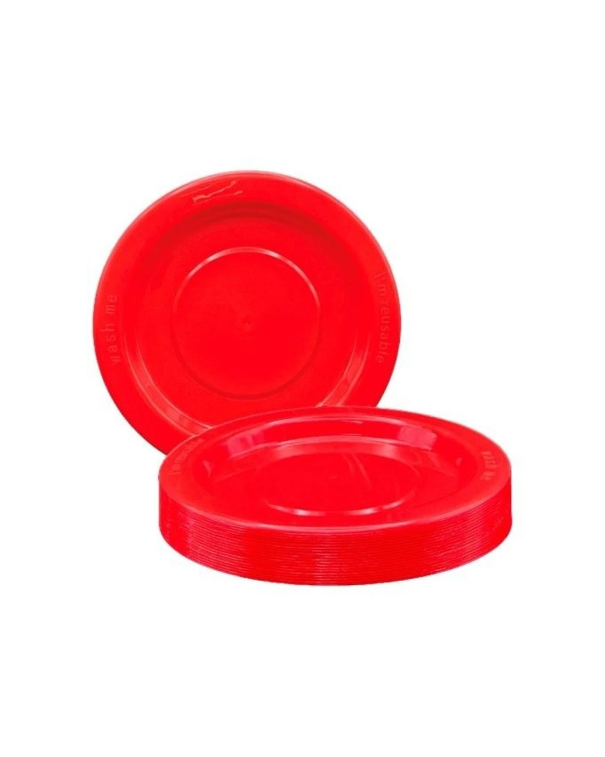 1 Alpen 20pc Reusable Plastic Lunch Plates Occasions Tableware - Red, 1 of 1