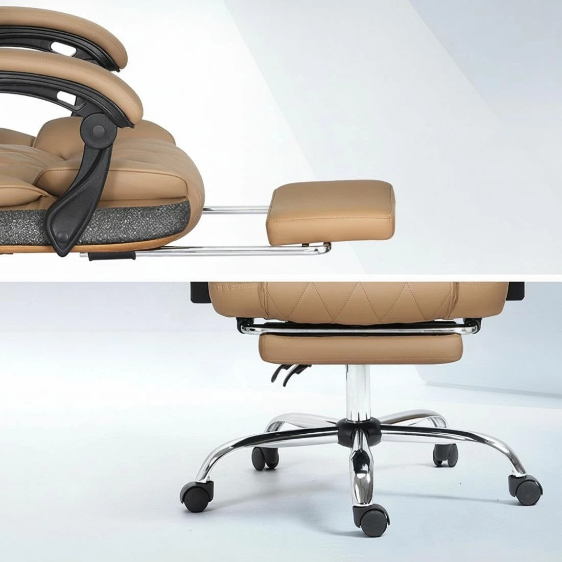 7 Artiss Executive Office Chair Leather Footrest Espresso - Brown, 7 of 7