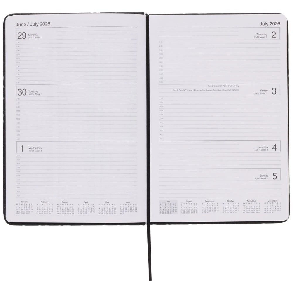 6 J.Burrows A5 Week-To-View Embossed Diary FY26/27 Black, 6 of 6