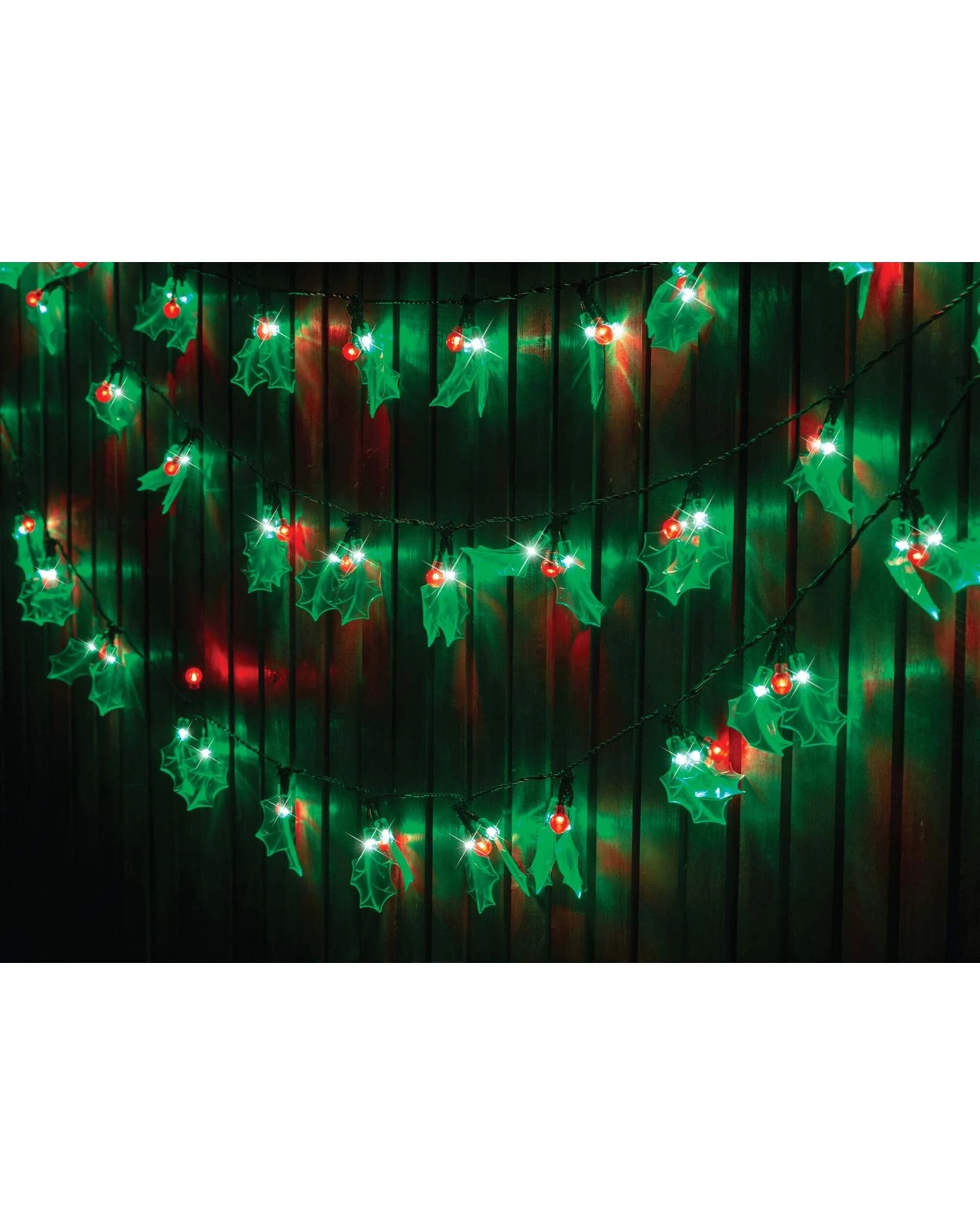 2 Uncle Bills 40 Christmas Tree Holly Leaf LED Lights 5.85m - Green, 2 of 3