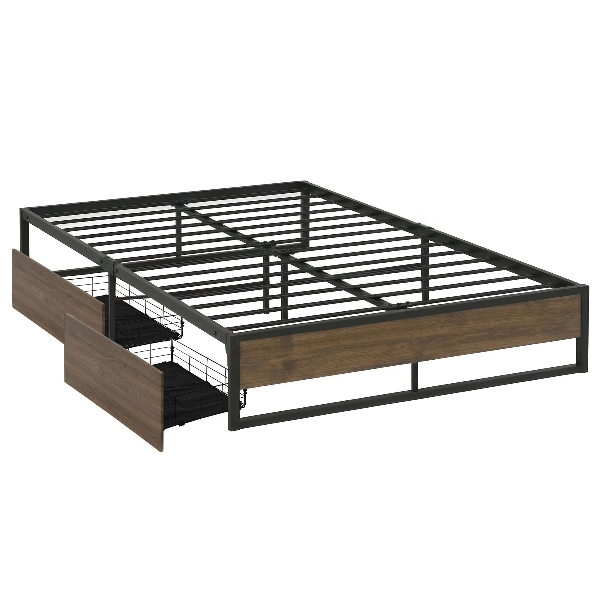 1 Artiss Bed Frame Metal Frame Double Size Bed Base 2 Drawers - Multi, 1 of 4