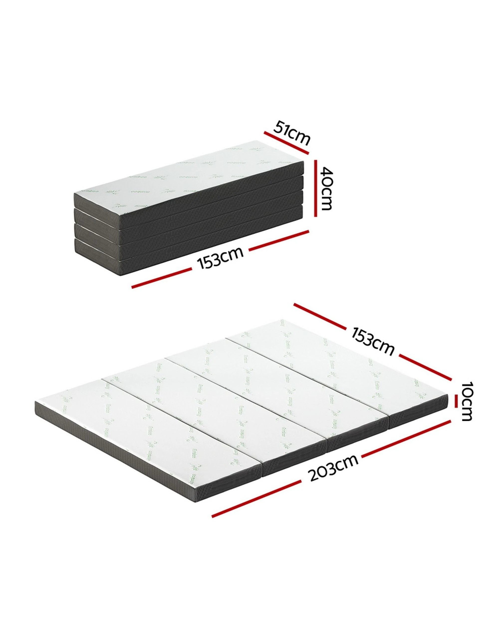 2 Giselle Bedding Foldable Mattress Folding Foam Queen Bamboo
 - Black, 2 of 3