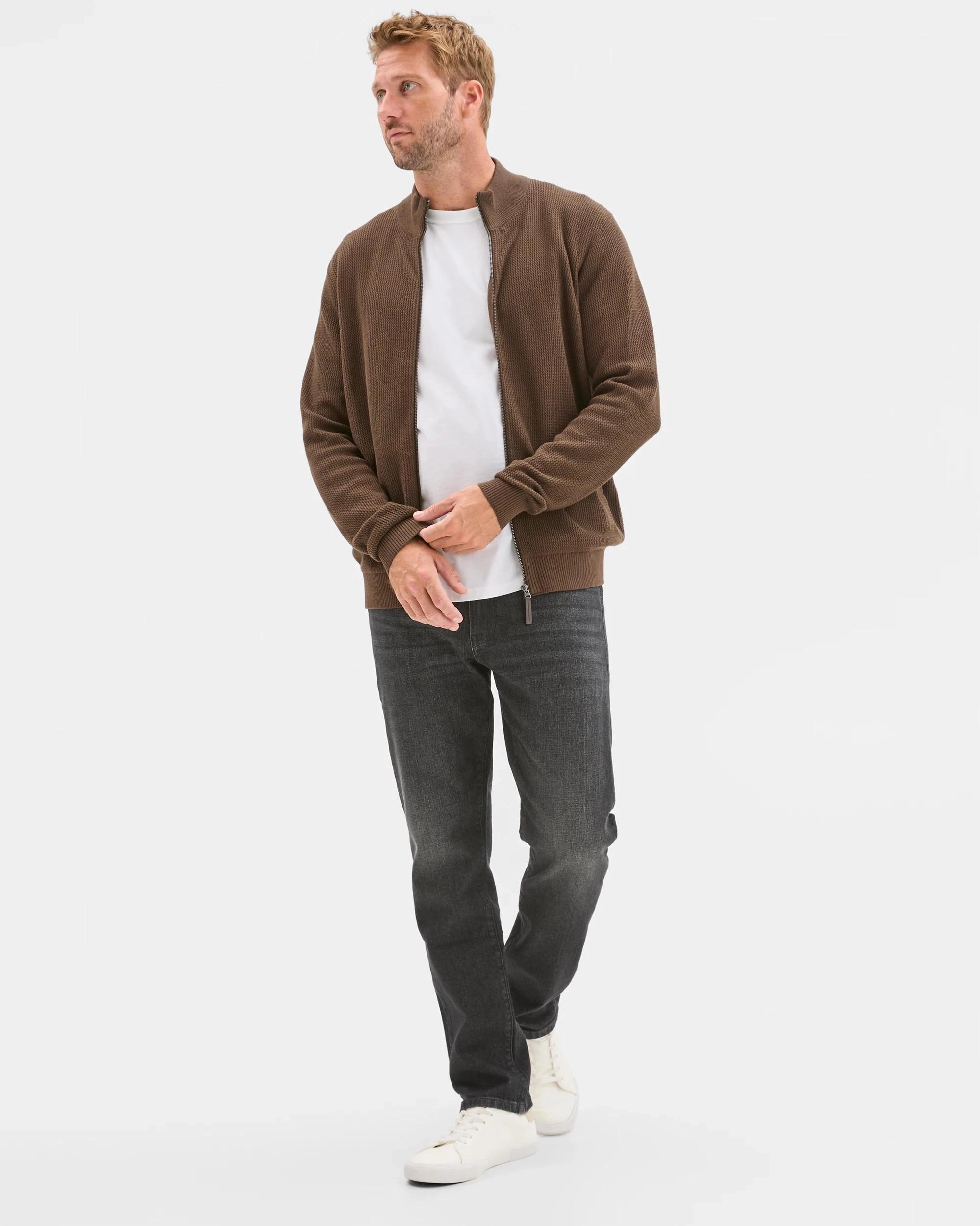 2 Target Man Australian Cotton Zip Through Knit Jumper CHOCOLATE, 2 of 5