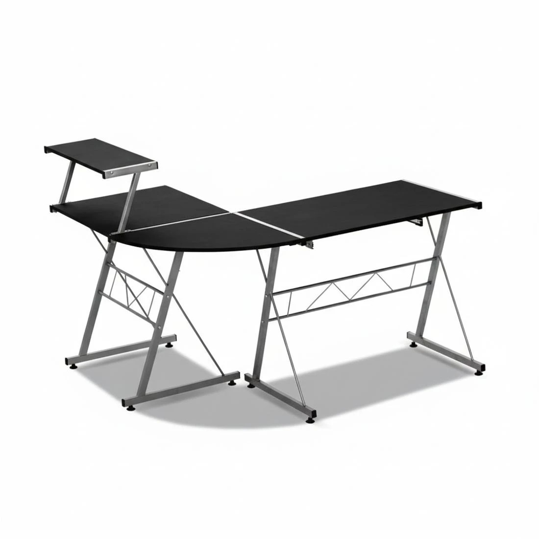 6 Artiss Computer Desk L-Shape Keyboard Tray Shelf - Black, 6 of 8