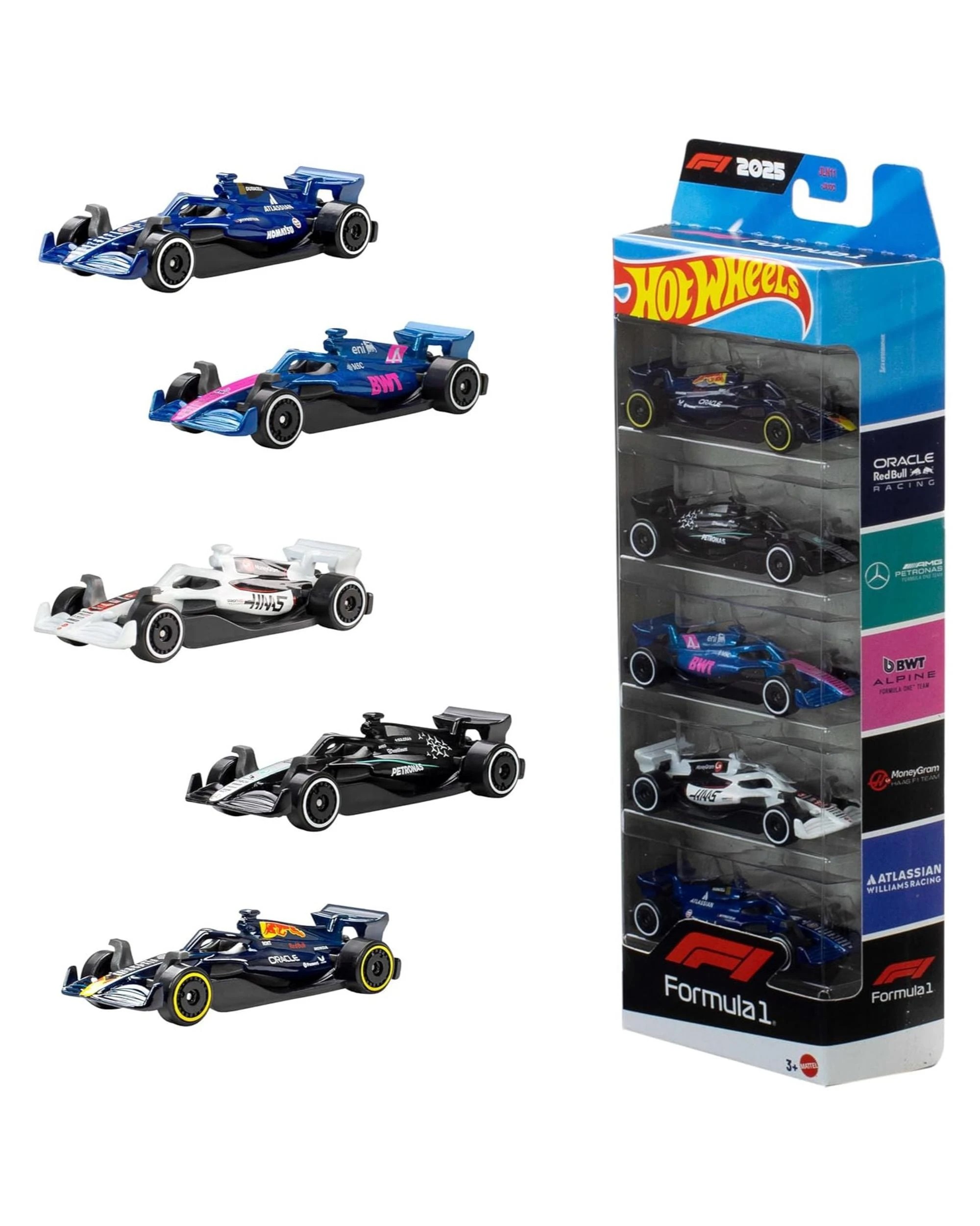 7 Hot Wheels Formula One F1 Diecast Vehicles 5 Pack, 7 of 7