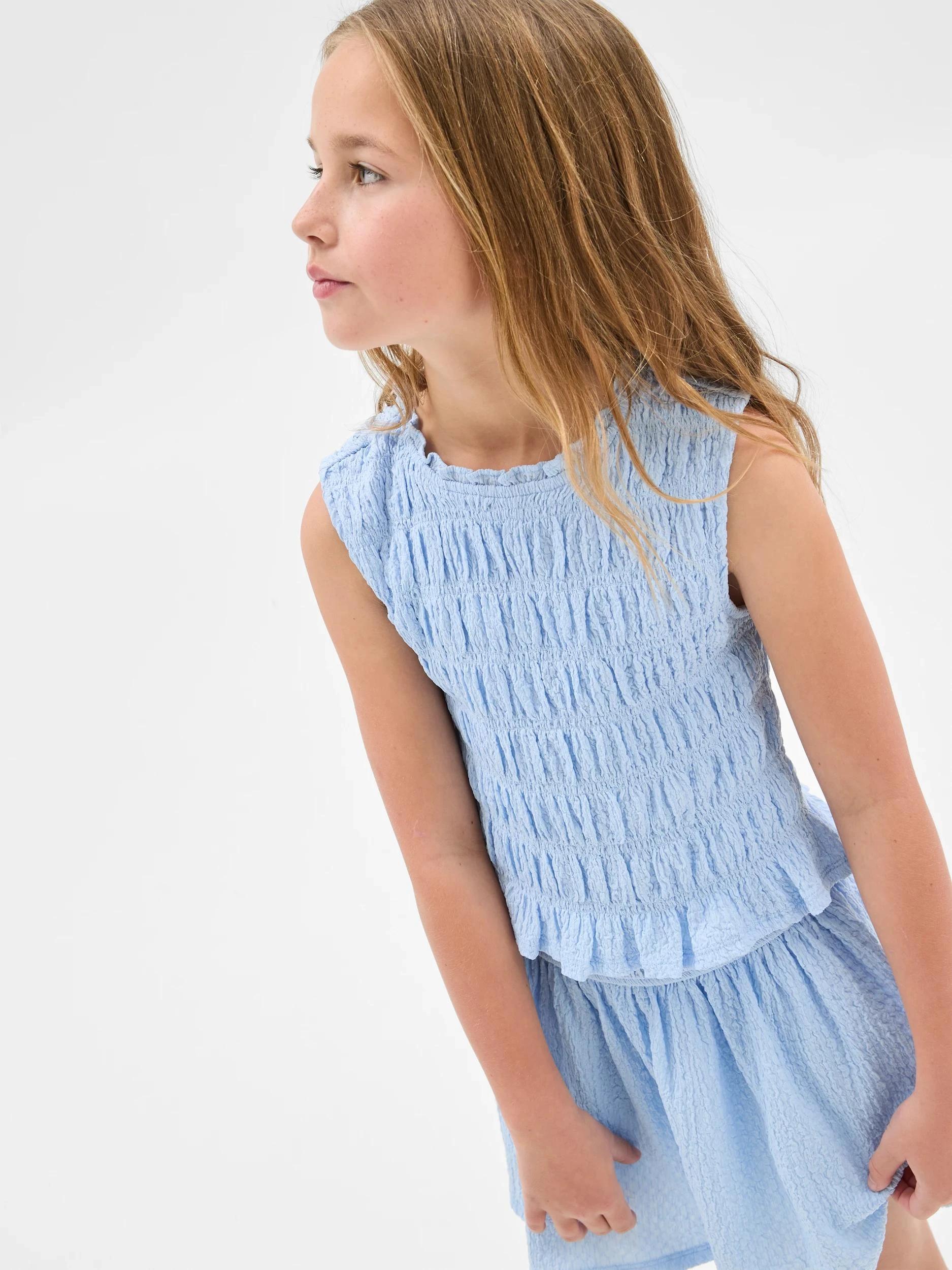 2 Target Textured Knit Shirred Tank Top TIDAL BLUE, 2 of 6