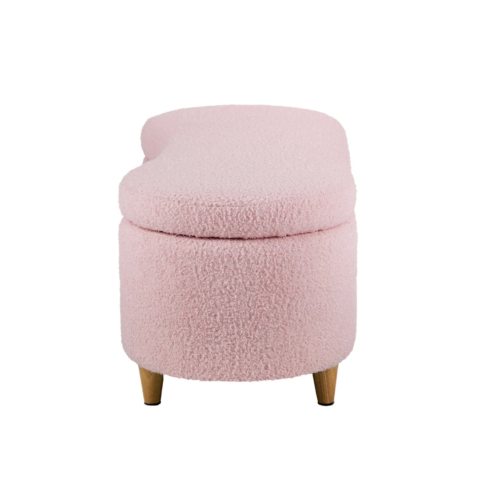 8 Oikiture Storage Ottoman Cashew Teddy Boucle Chest Bench Blanket Box Stool - Pink, 8 of 9