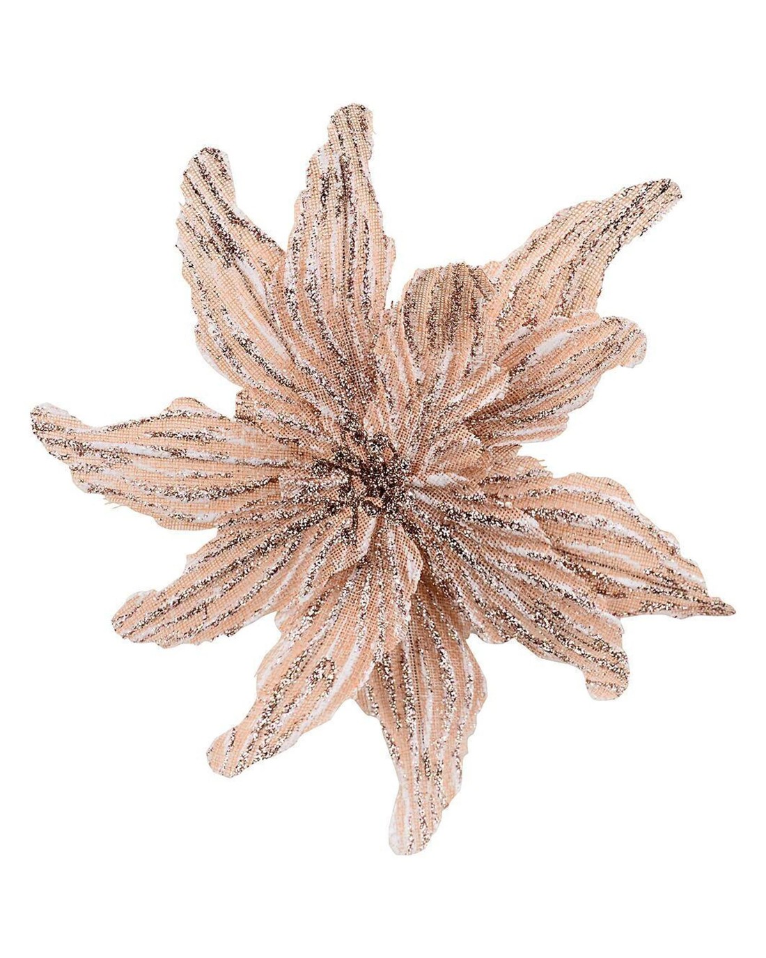 Christmas Warehouse Rose Gold Textured & Glitter Mesh Poinsettia ...