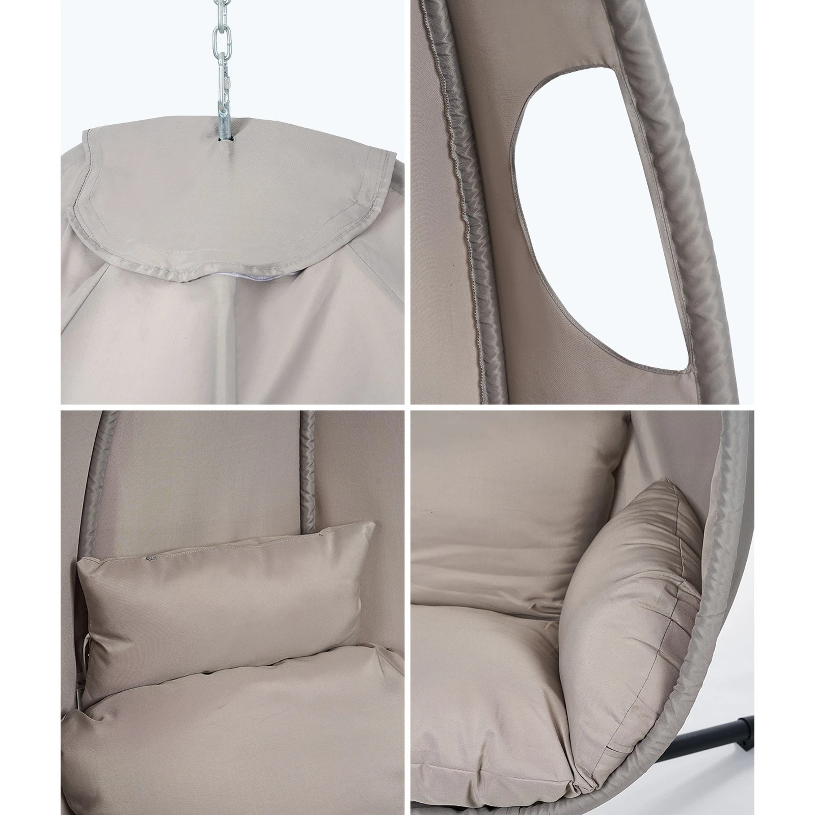 5 Livsip Outdoor Egg Hanging Chair Swing Seat Furniture with Stand Cushions - Grey, 5 of 8