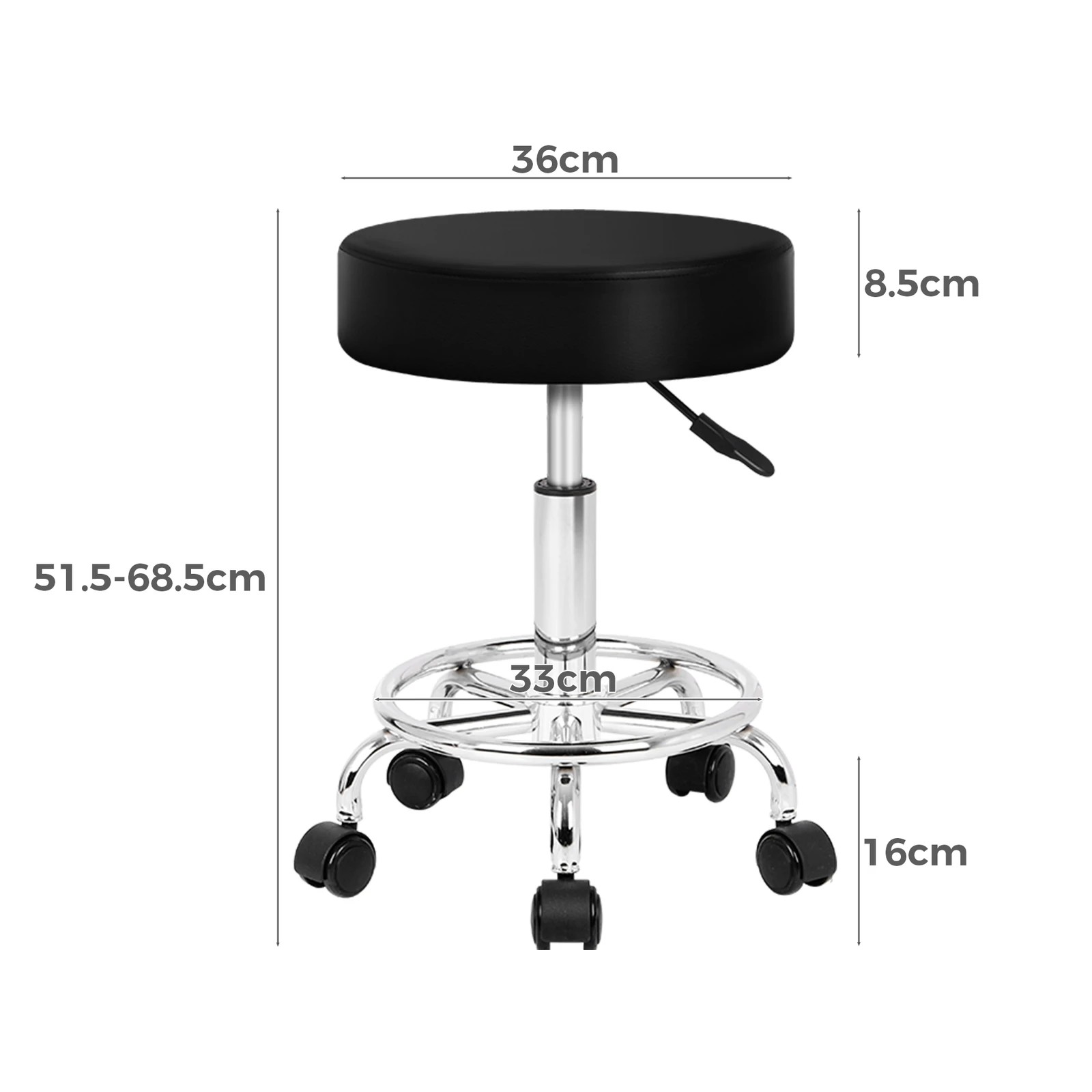 7 Alfordson 2x Salon Stool Round Swivel Barber Hair Dress Chair Gas Lift - Black, 7 of 10