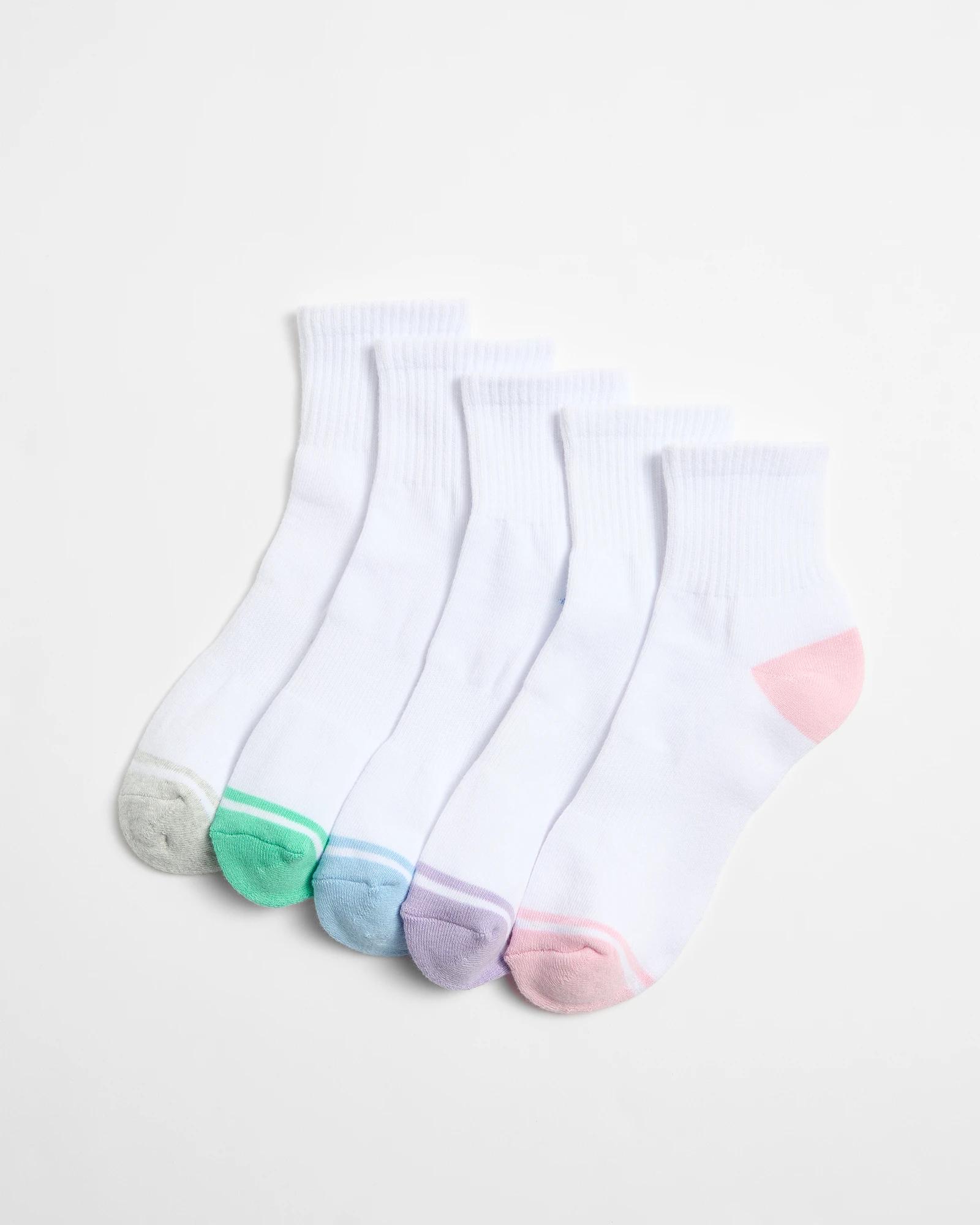 1 Target Active Australian Cotton Blend 5 Pack Quarter Crew Socks WHITE, 1 of 3