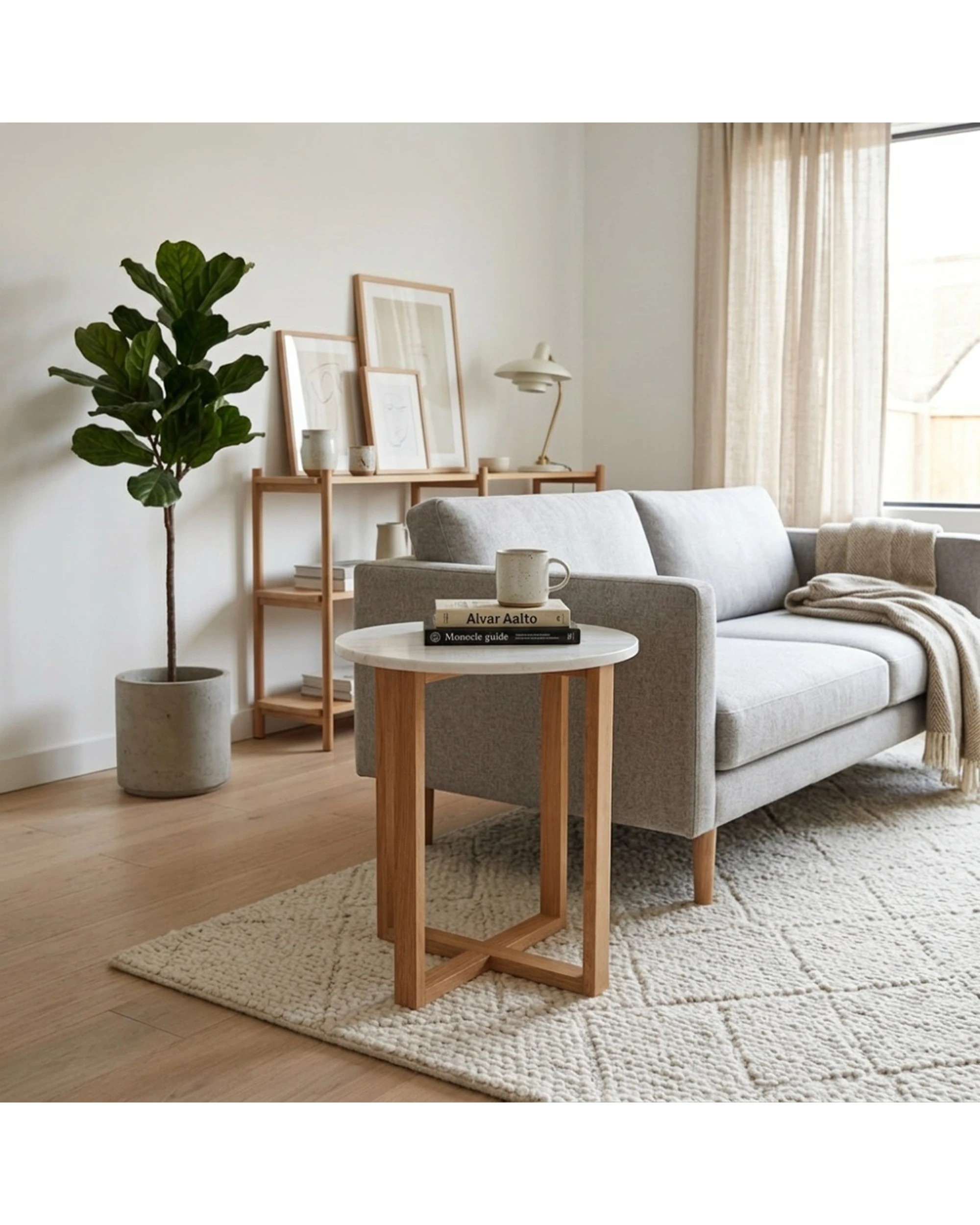 4 Codu Lyra Side Table Marble Top 60x50x50cm - White, 4 of 9