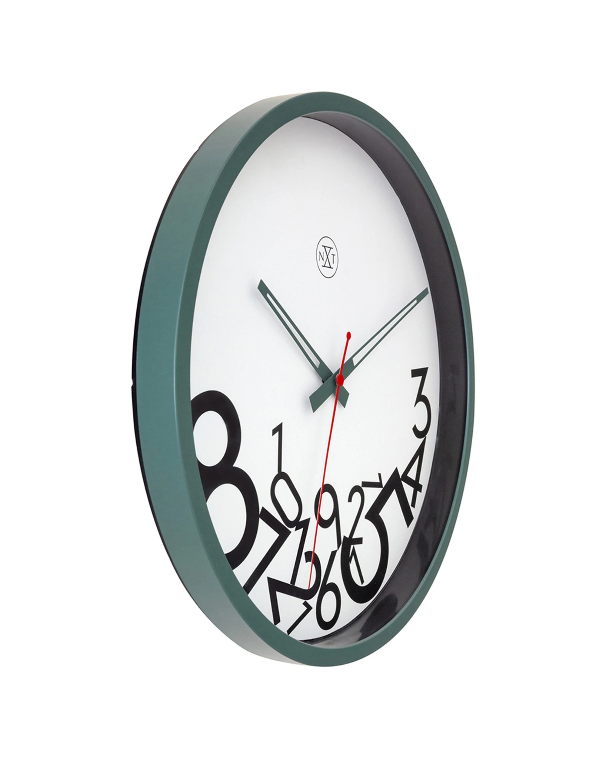 3 NexTime 30cm Wall Clock - Dropped Numbers Design - Green, 3 of 5
