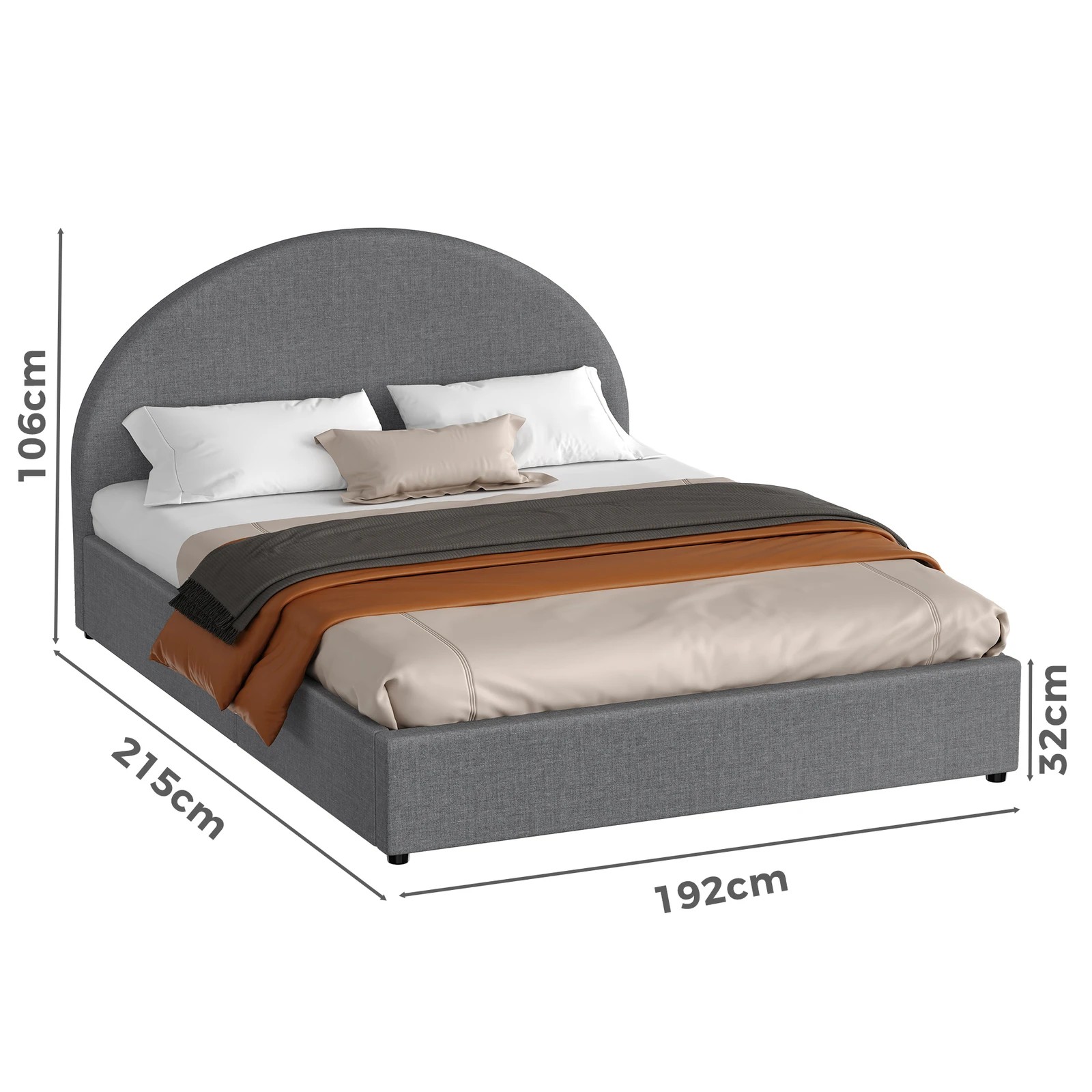 10 Alfordson Bed Frame King Size Gas Lift Base With Storage Fabric Howell - Grey, 10 of 10