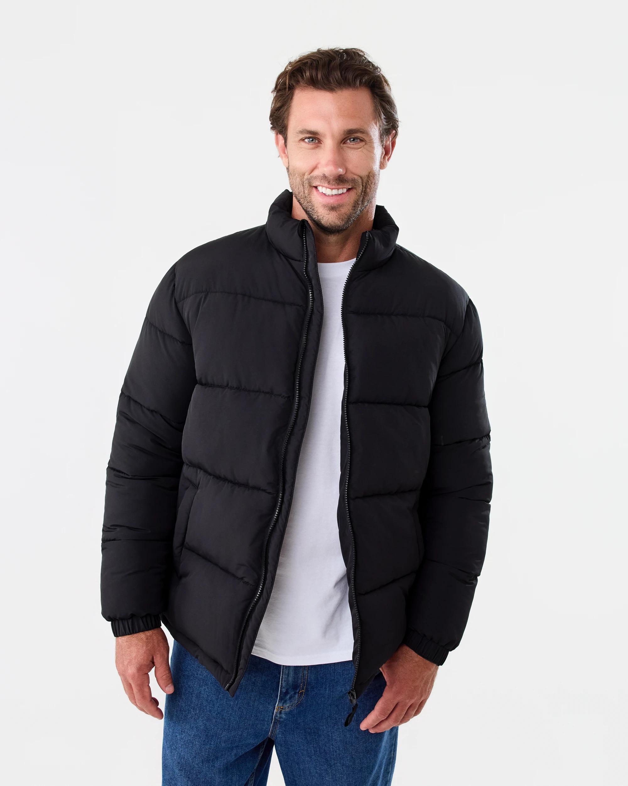 1 Funnel Neck Puffer Jacket Black