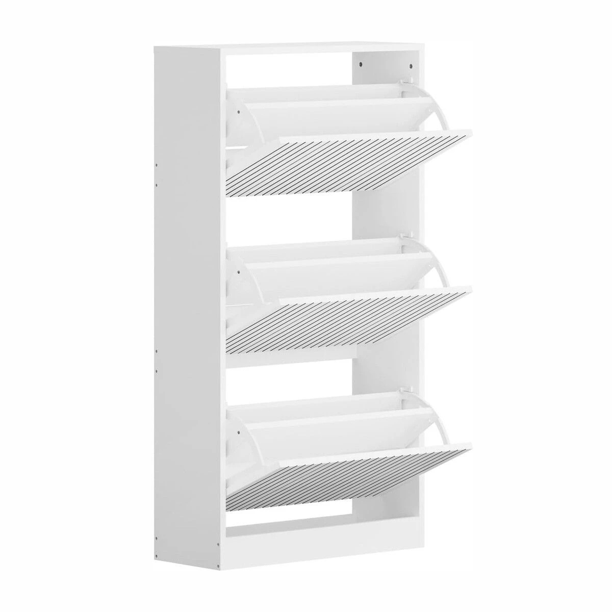 4 Ausway White Shoe Cabinet Rack Cupboard 3 Doors Shelf - White, 4 of 5