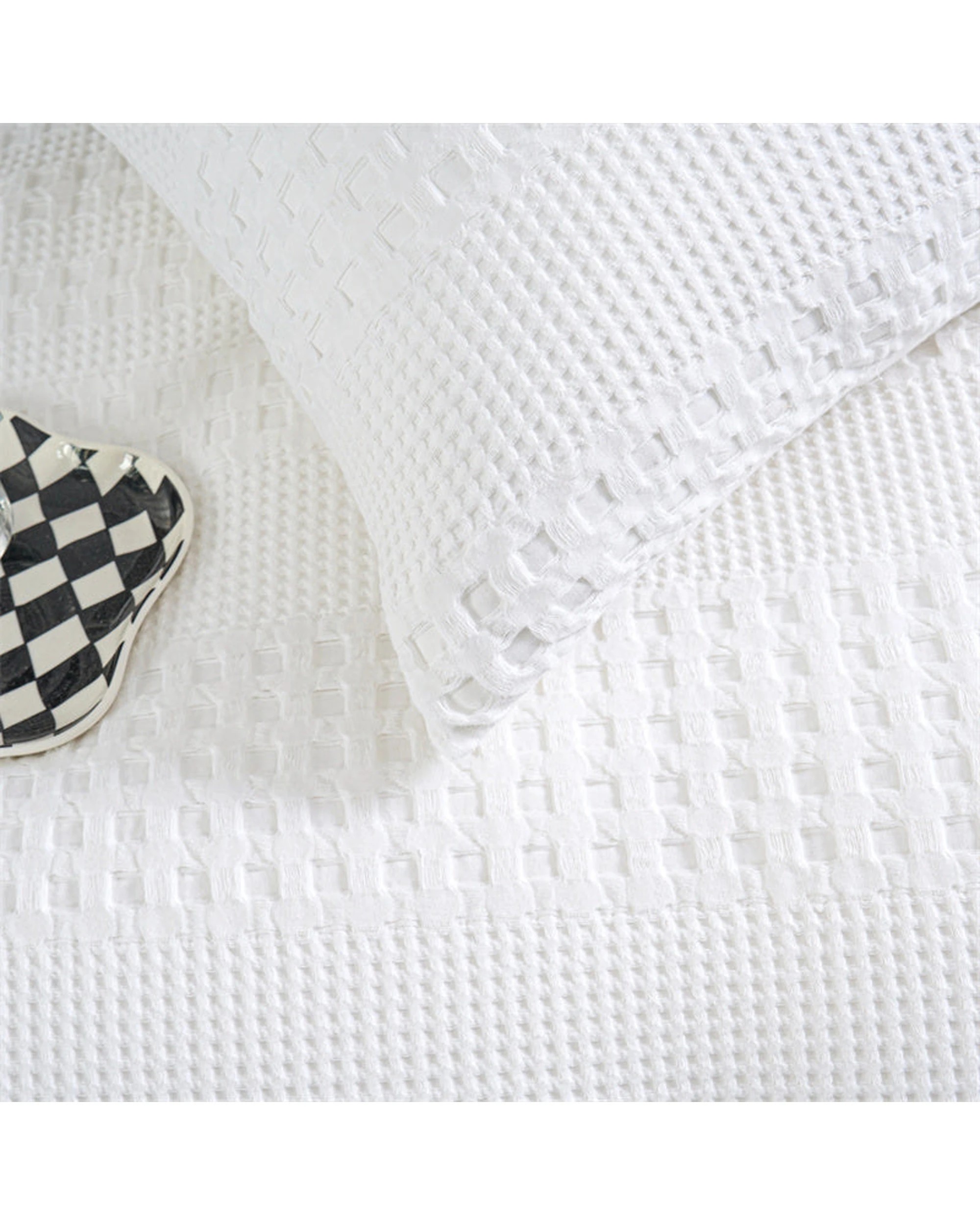 4 Cotton More 100% Cotton Striped Large Waffle Quilt Cover Set King - White, 4 of 7
