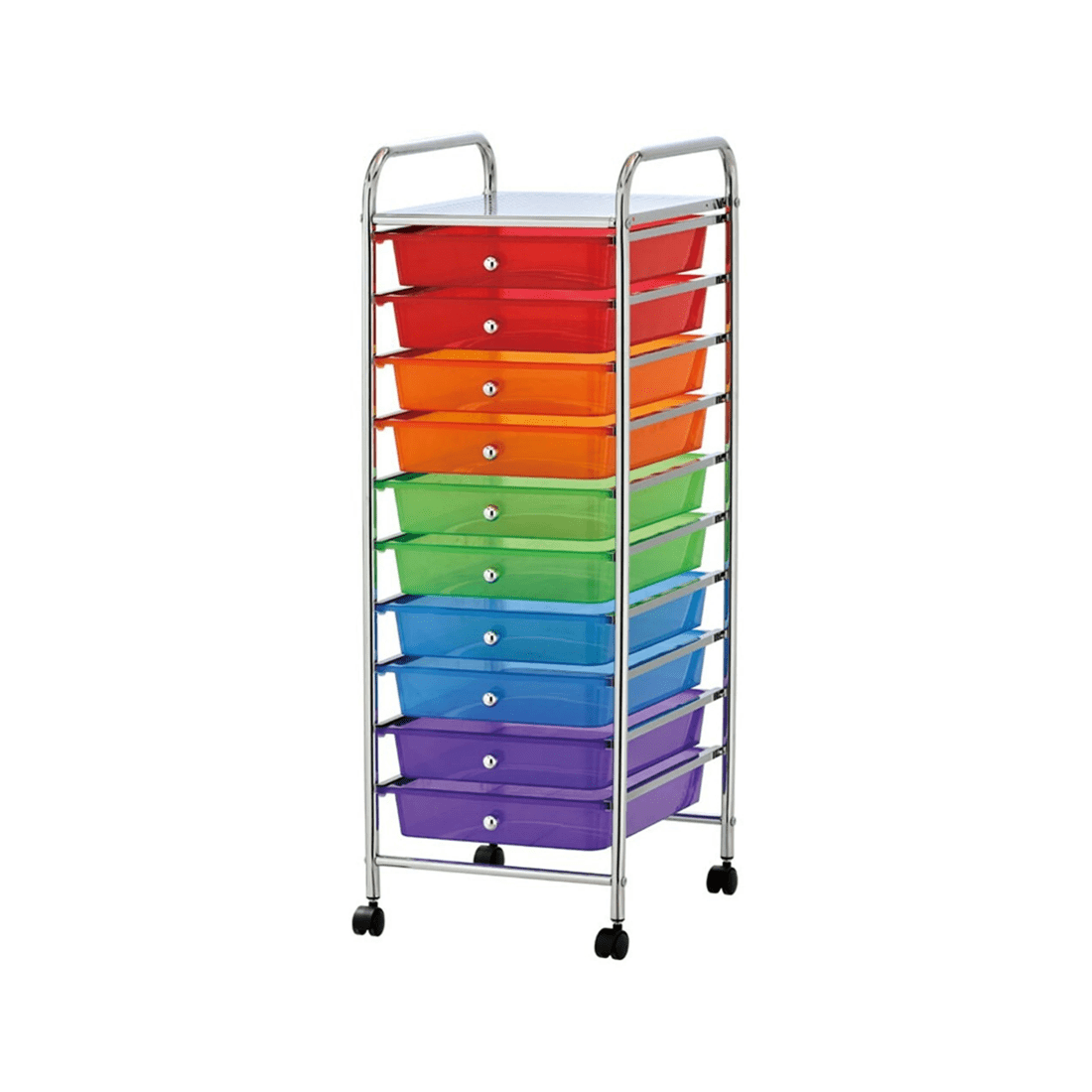 1 Boxsweden 10 Drawers Portable Storage Trolley Drawer Unit Metal Frame 90cm - Multi, 1 of 3