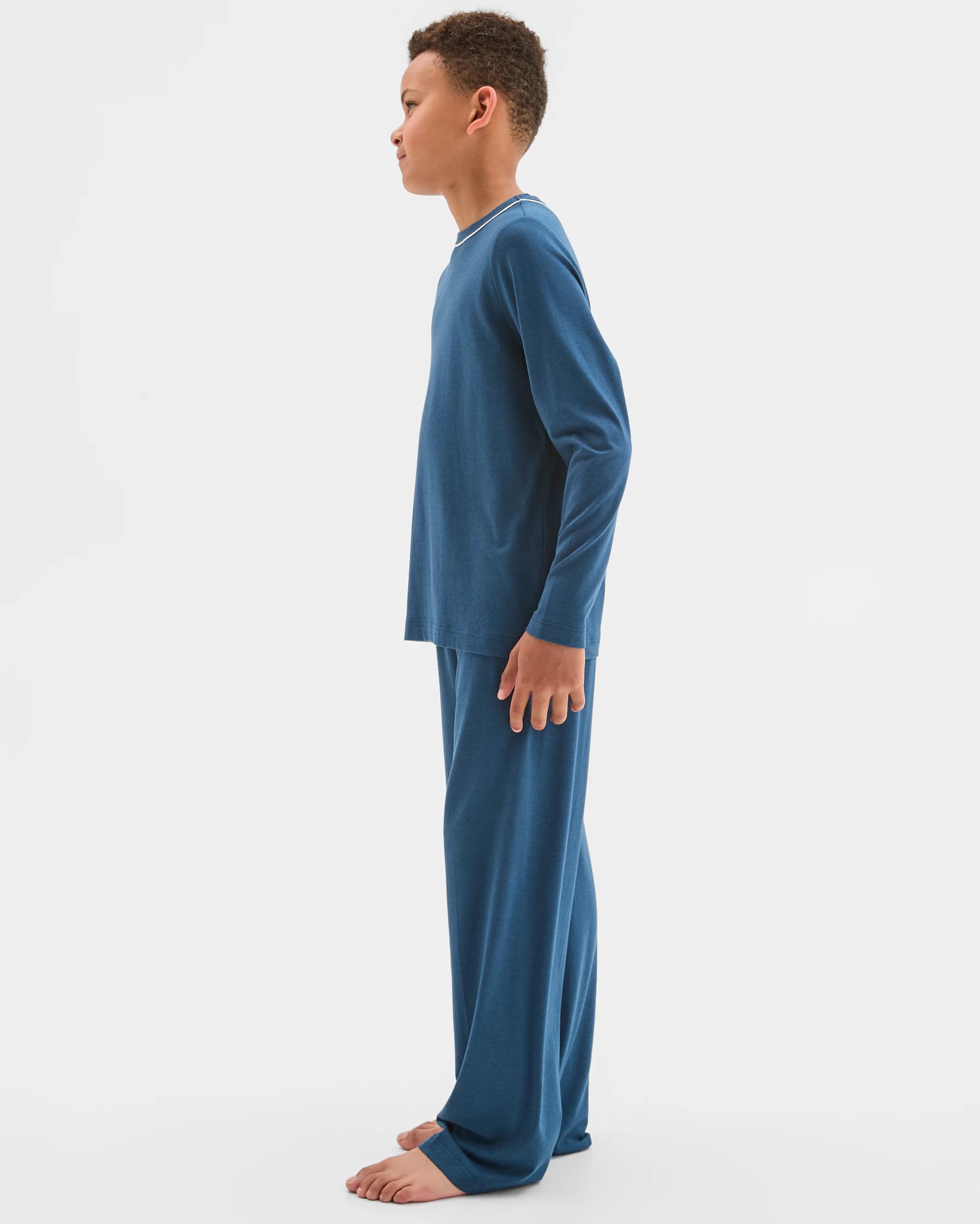 3 Target Kids Bamboo Older Boys Long Sleeve and Pants Pyjama Set NAVY SOLID, 3 of 5