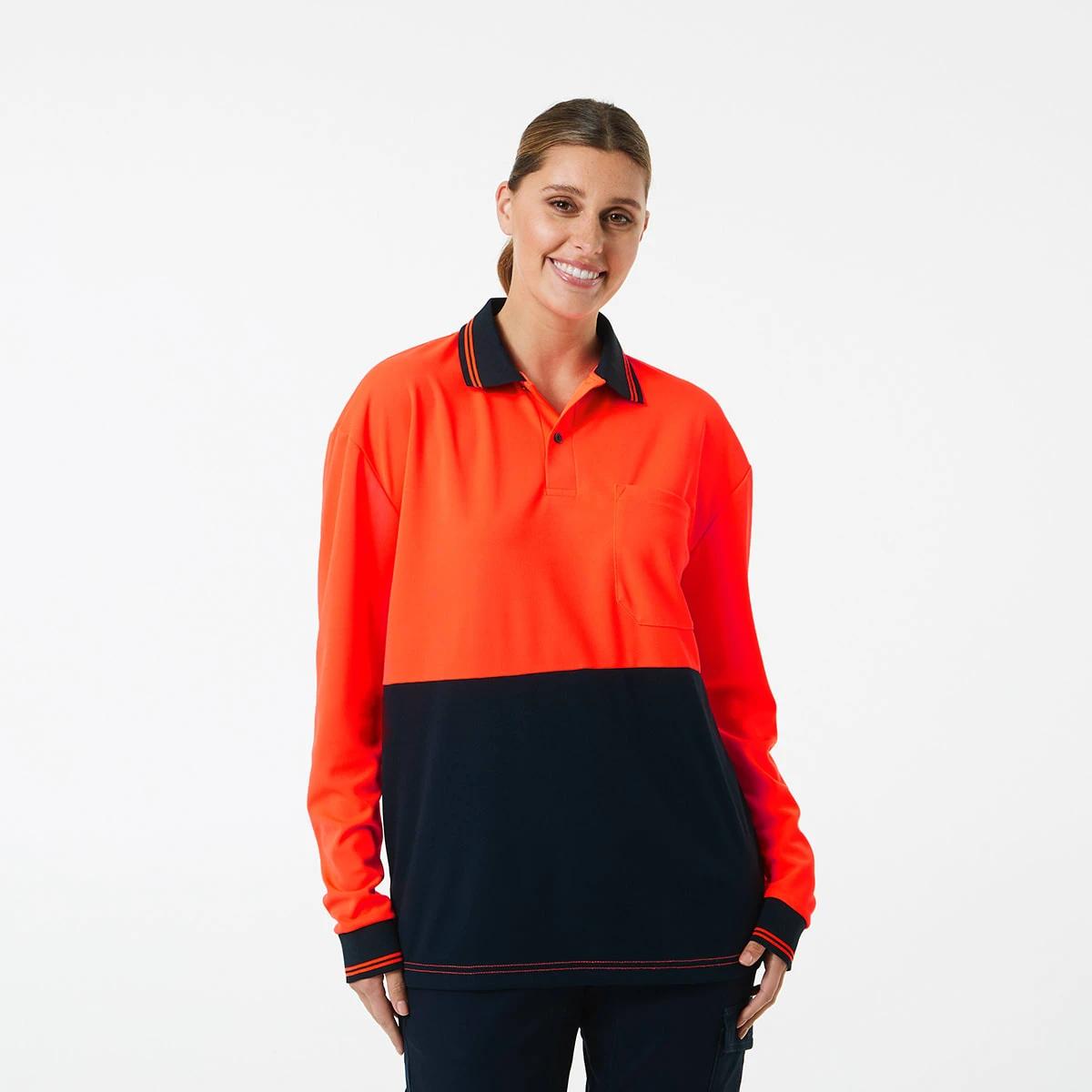 2 Hi-Visibility Long Sleeve Polo Shirt Orange, 2 of 10