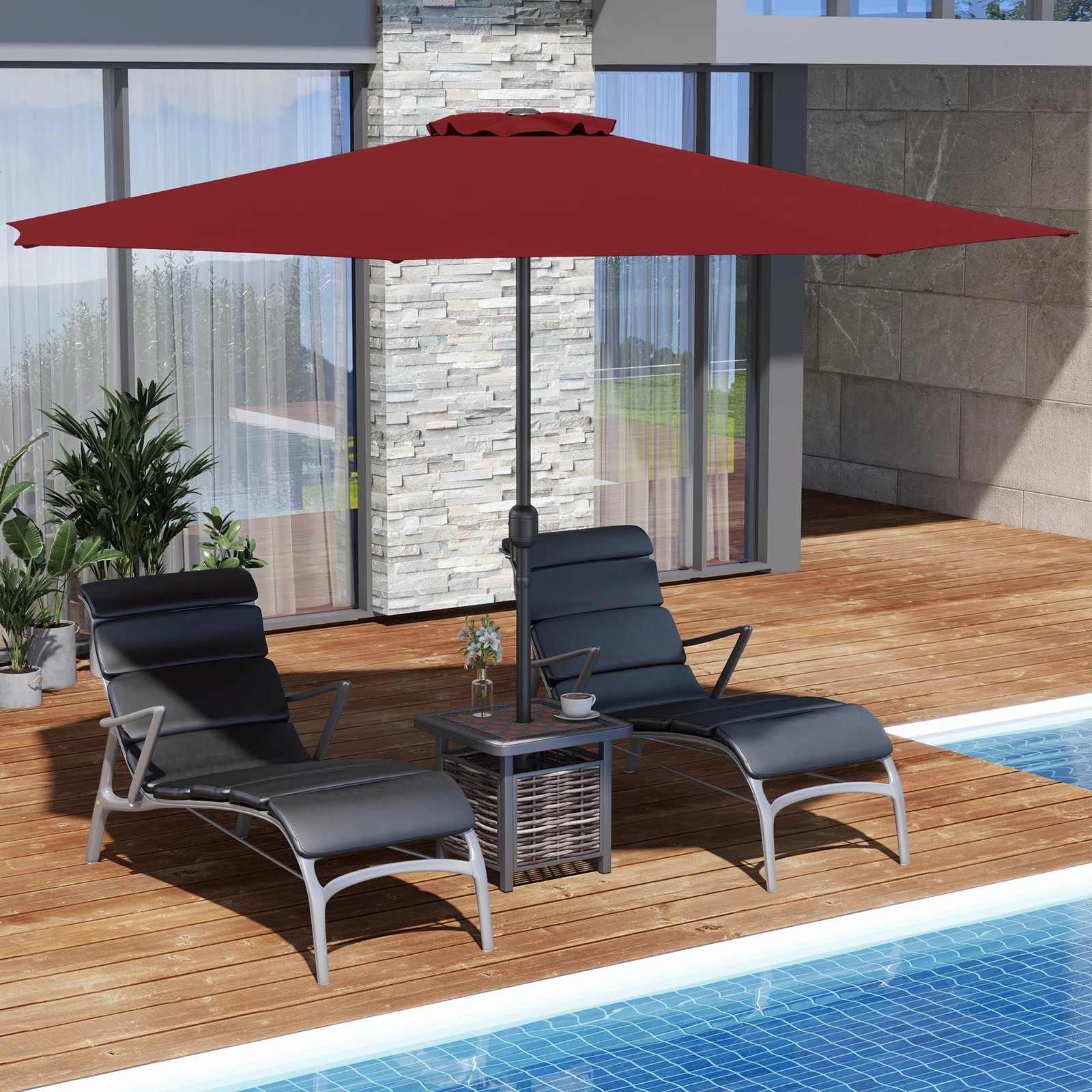 3 Costway 3.6m Patio Umbrella Outdoor Market Double-Tiered Table Umbrella - Red, 3 of 3