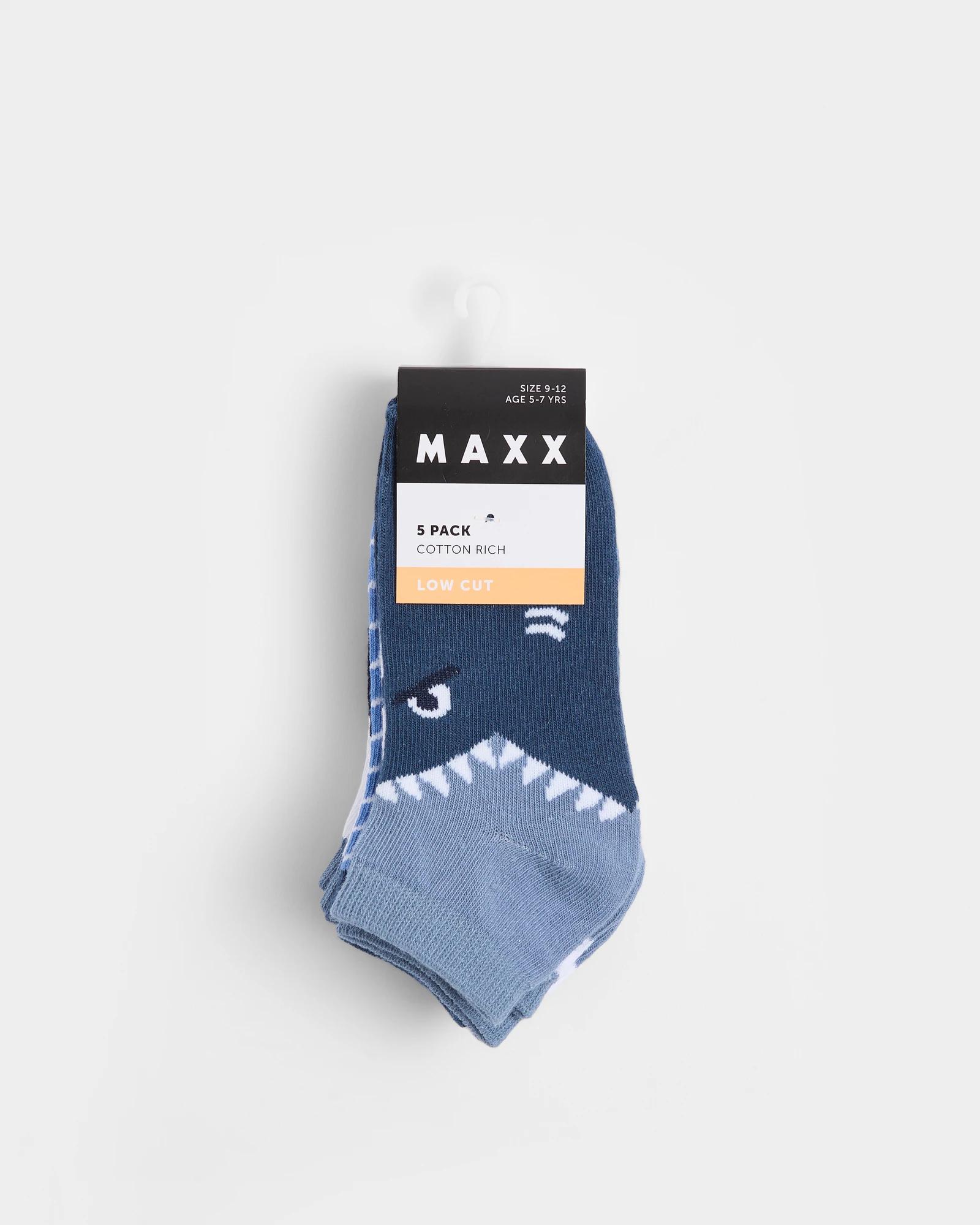 3 Low Cut Sharks Socks 5 Pack - Maxx BLUE, 3 of 3
