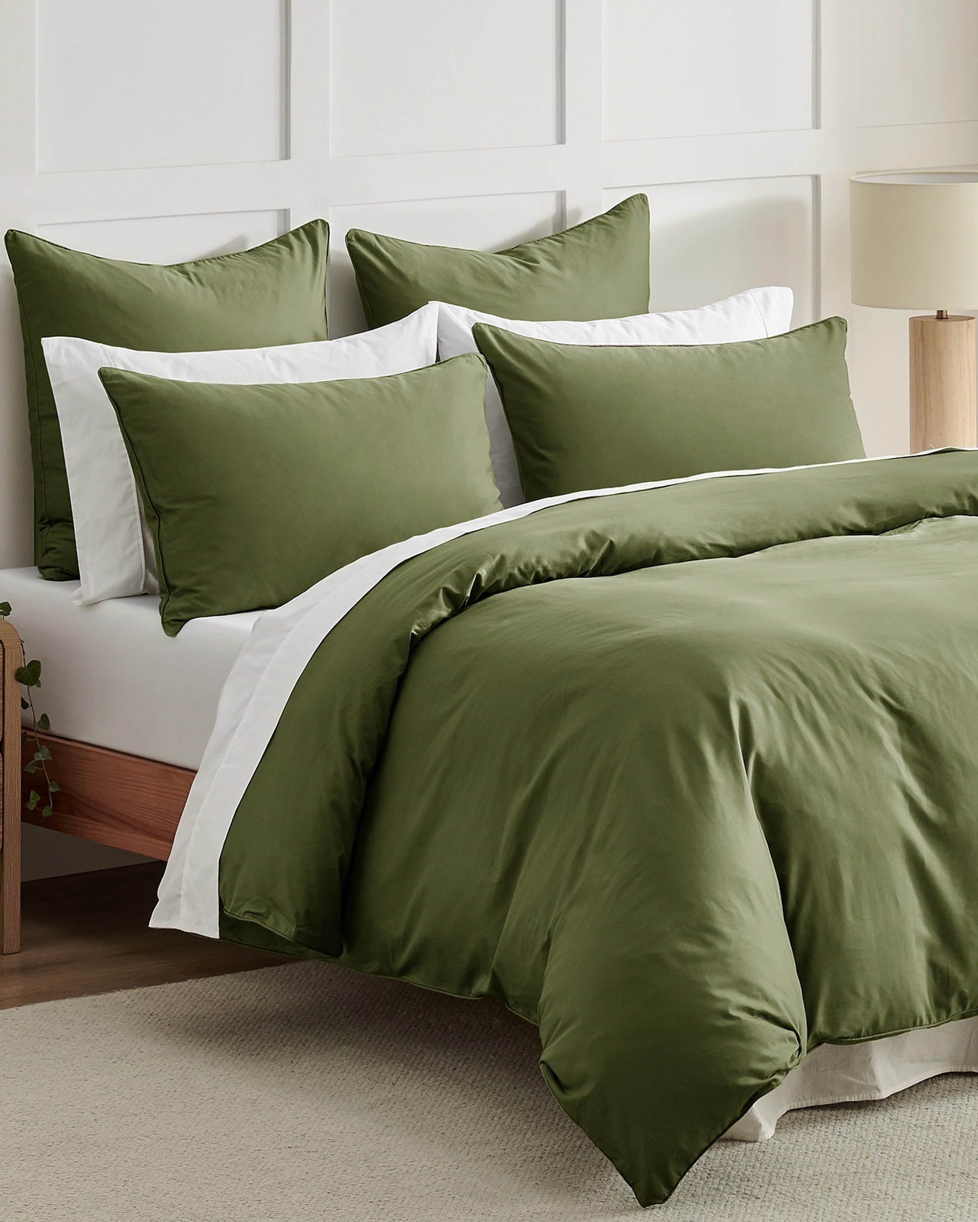 2 Dreamaker 400TC Premium Cotton Sateen Piped Quilt Cover Set - Double Bed - Olive, 2 of 10