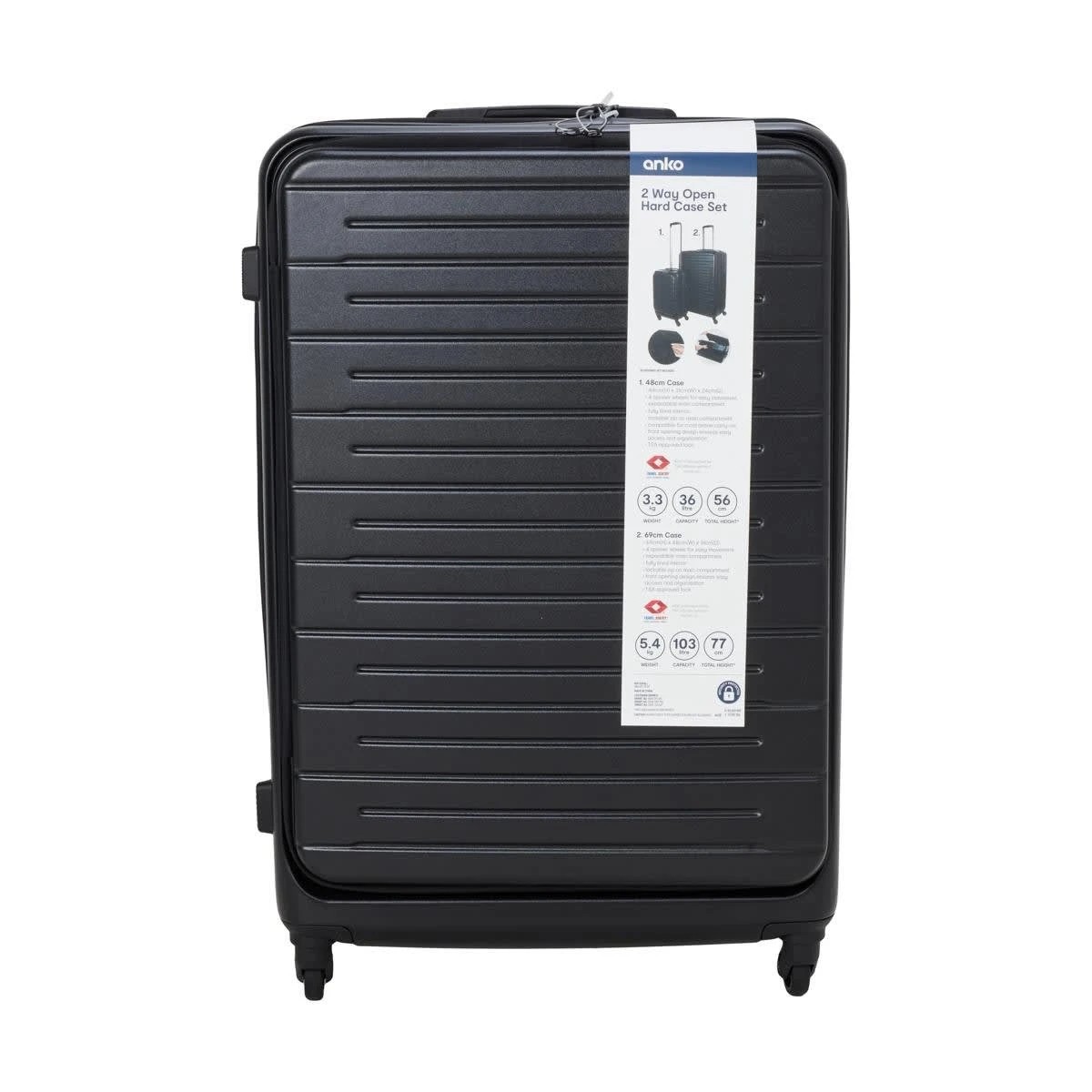 8 2 Piece 2 Way Open Hard Case Set - Black, 8 of 8