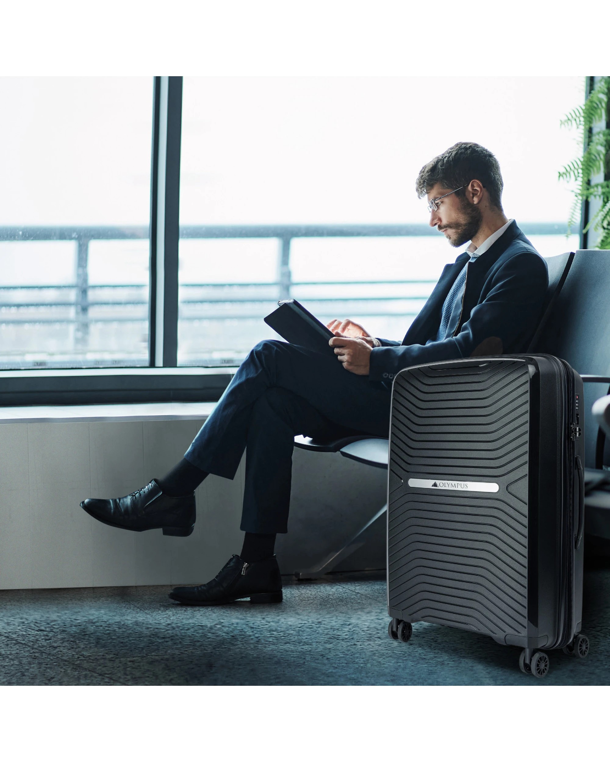 9 Olympus Astra 24in Lightweight Hard Shell Suitcase in Obsidian Black - Black, 9 of 9